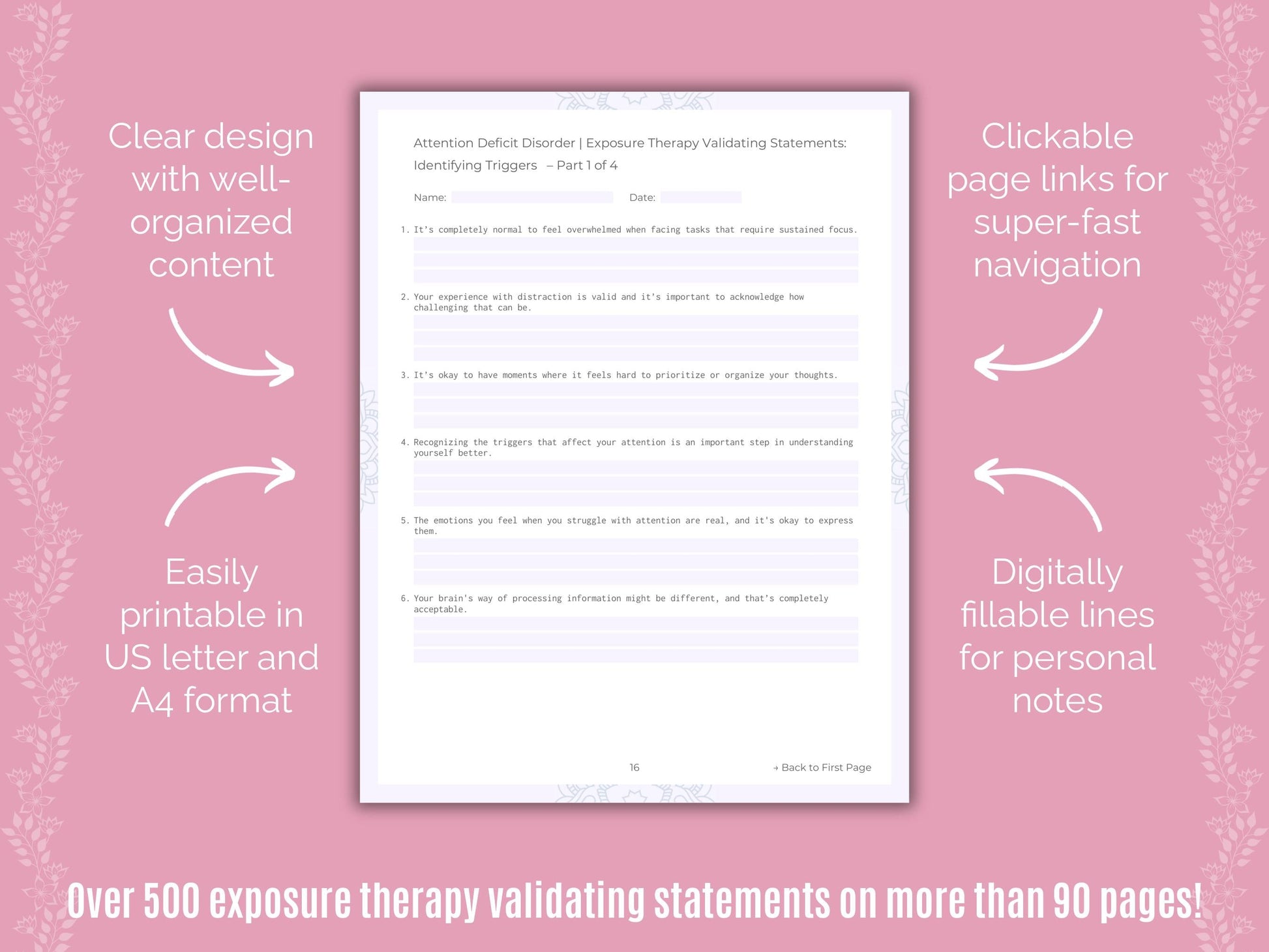 Attention Deficit Disorder (ADD) Exposure Therapy Counseling Templates