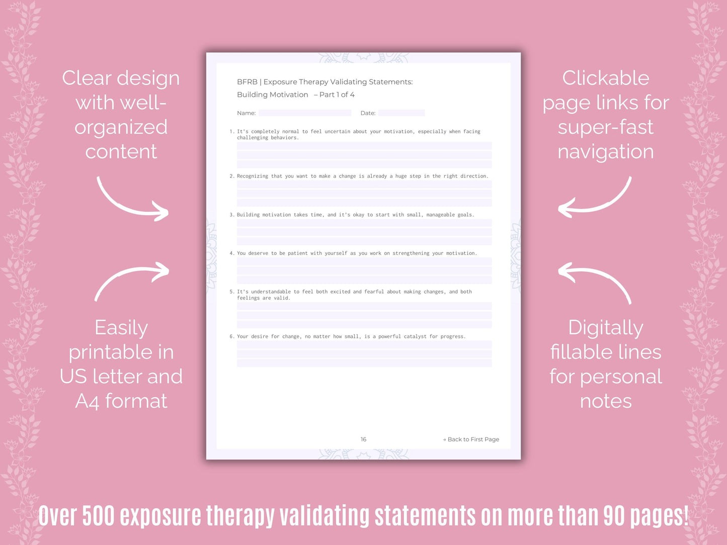 Body-Focused Repetitive Behavior (BFRB) Exposure Therapy Counseling Templates