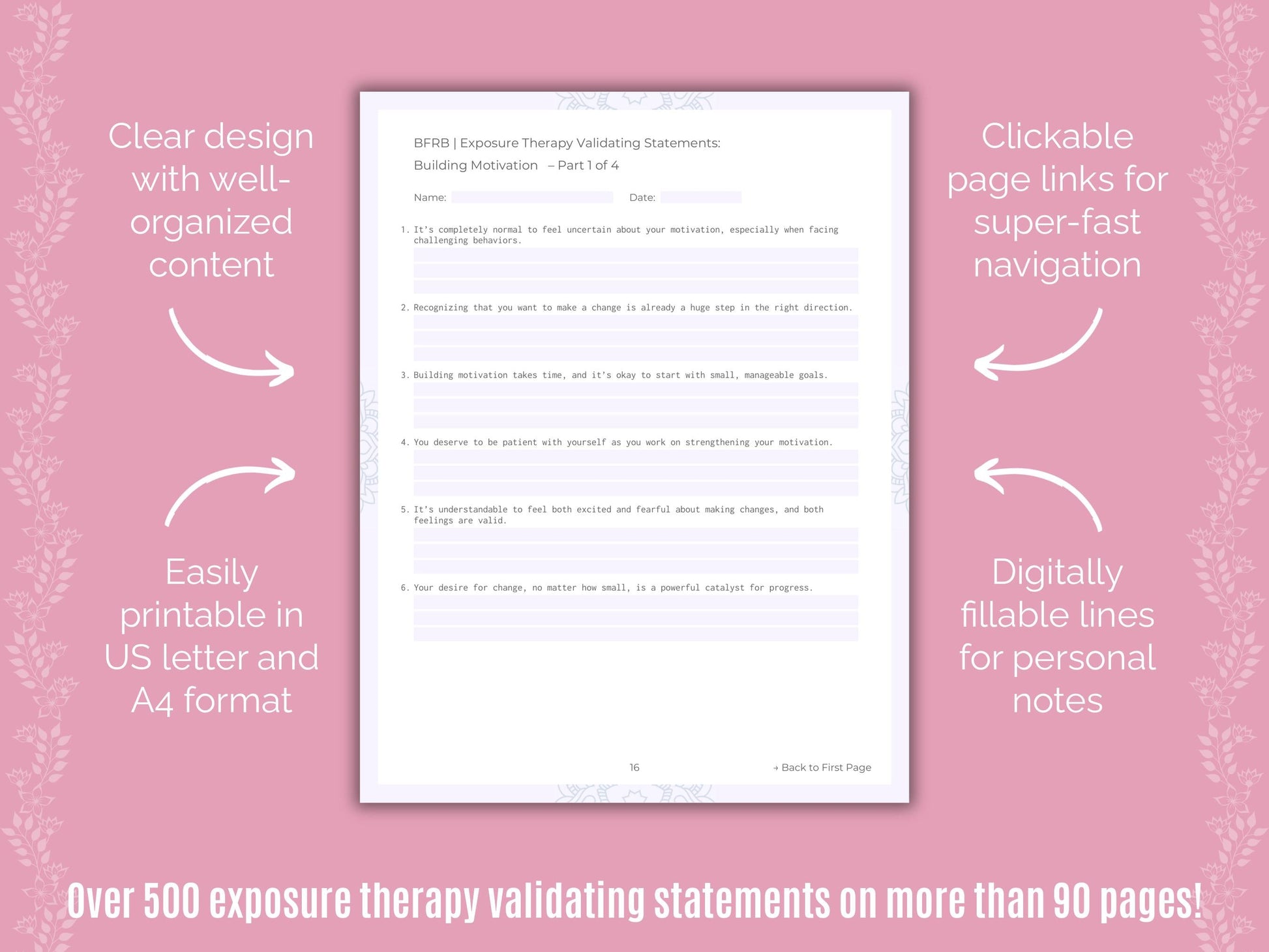 Body-Focused Repetitive Behavior (BFRB) Exposure Therapy Counseling Templates