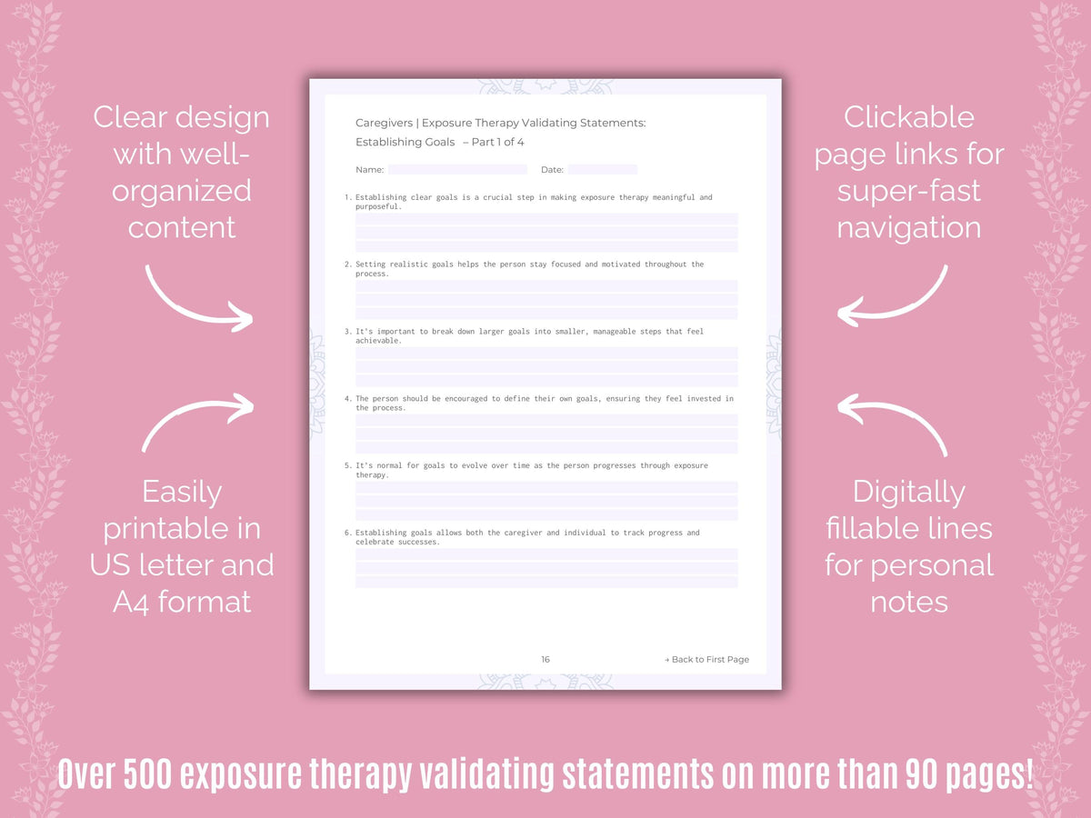 Caregivers Exposure Therapy Counseling Templates