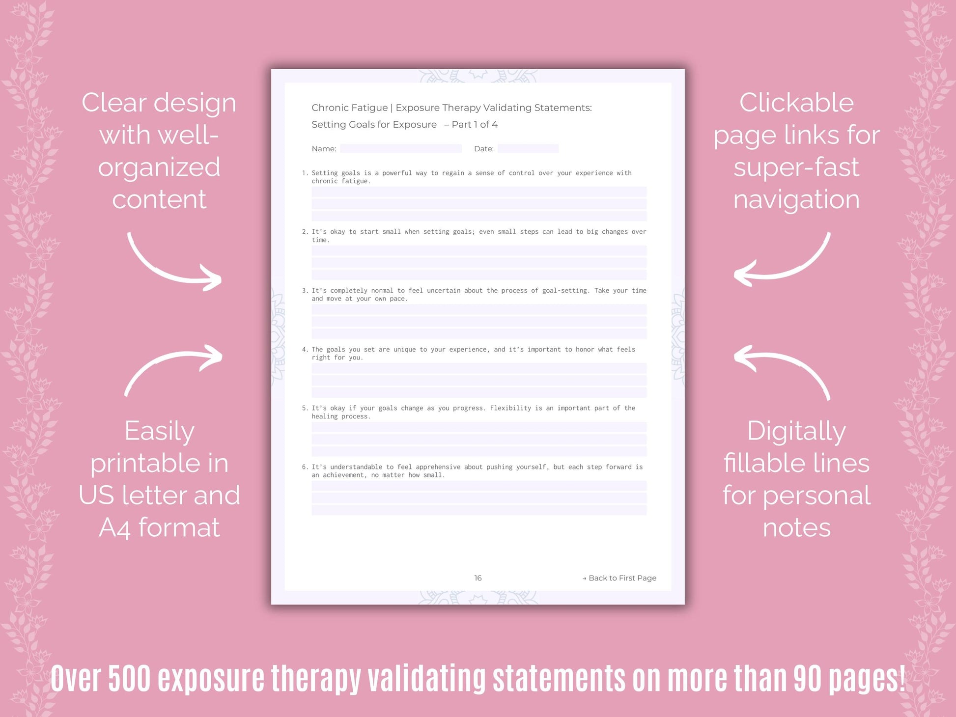 Chronic Fatigue Exposure Therapy Counseling Templates