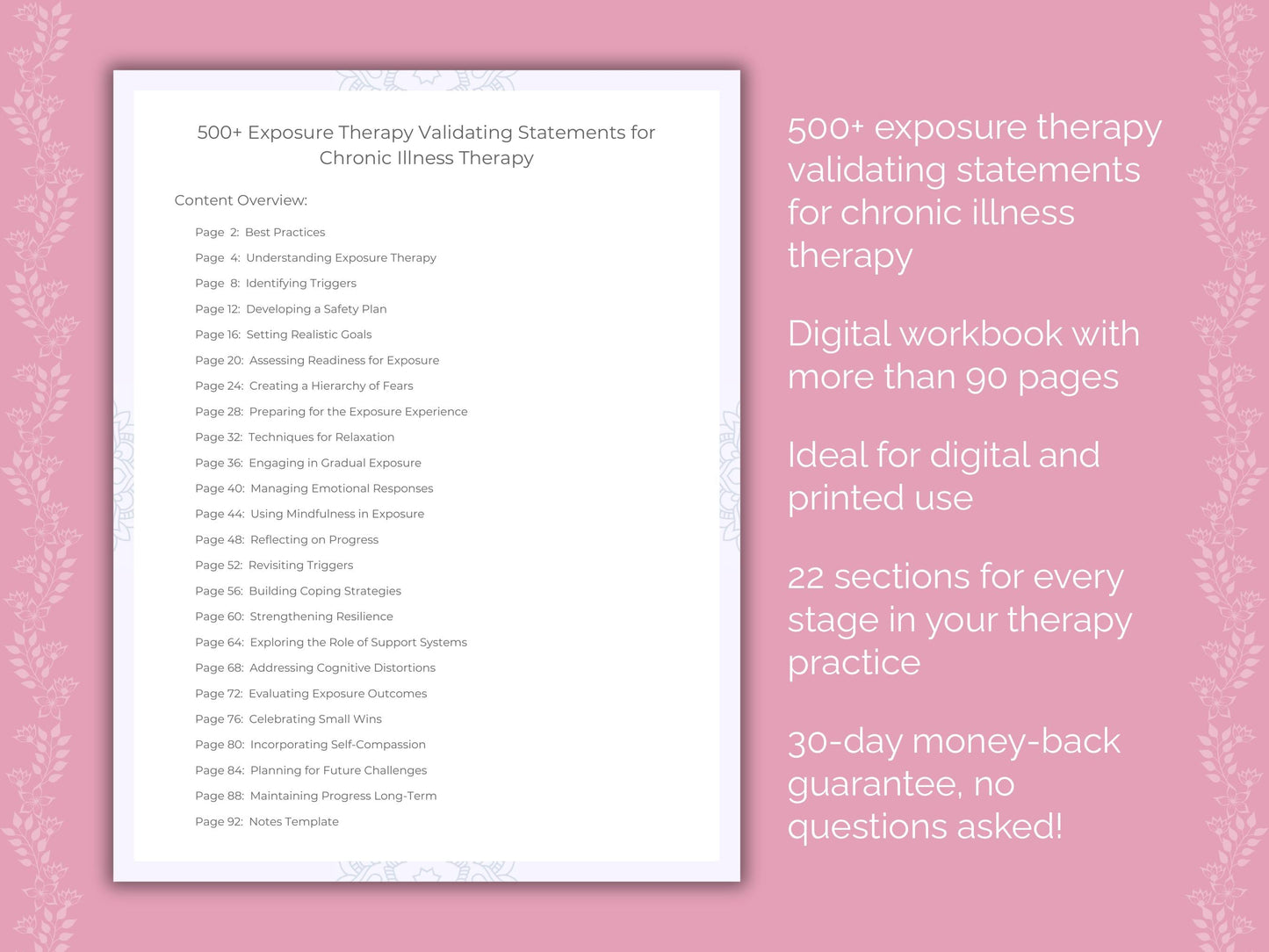 Chronic Illness Exposure Therapy Therapist Worksheets