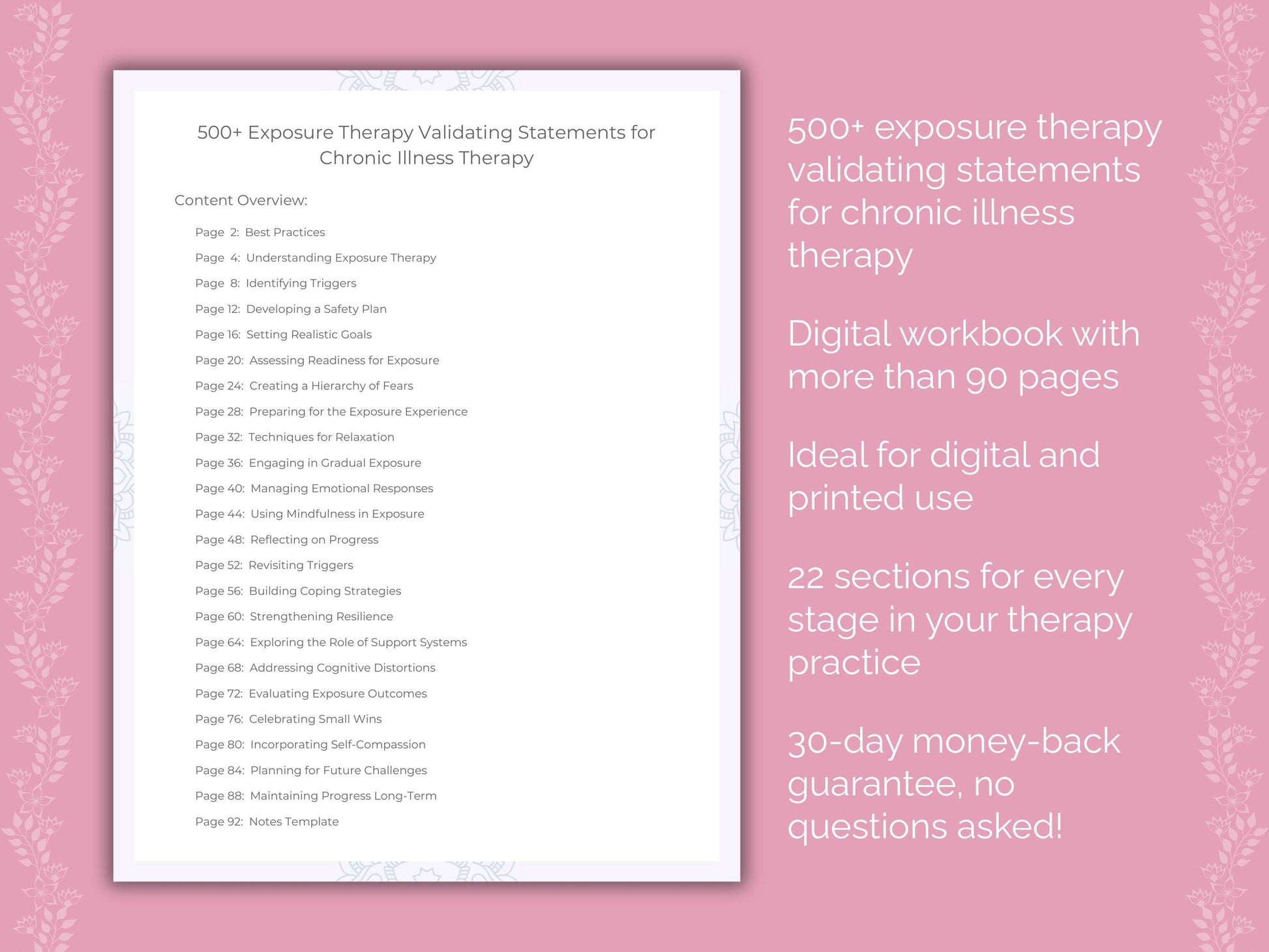 Chronic Illness Exposure Therapy Therapist Worksheets