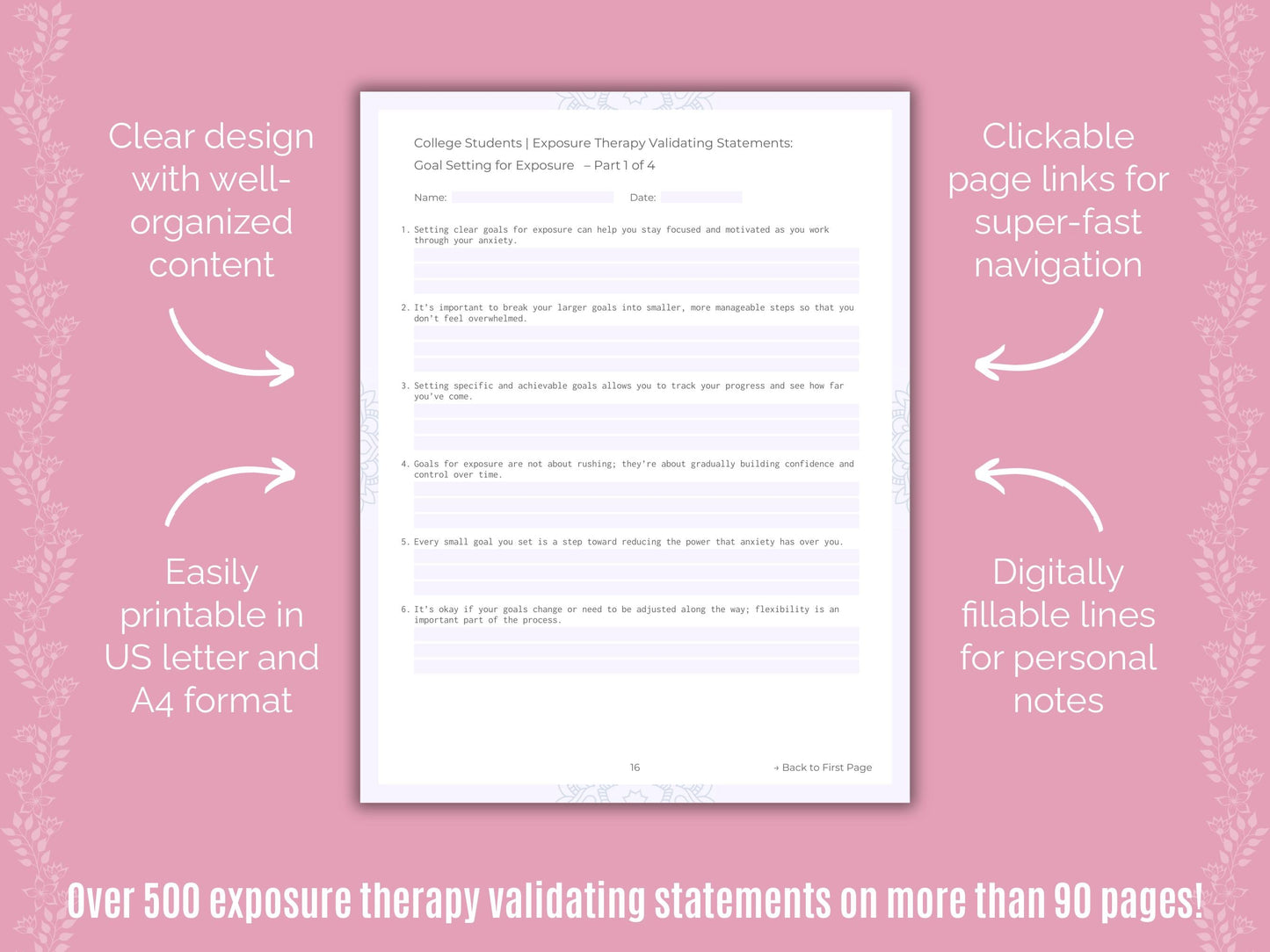 College Students Exposure Therapy Counseling Templates