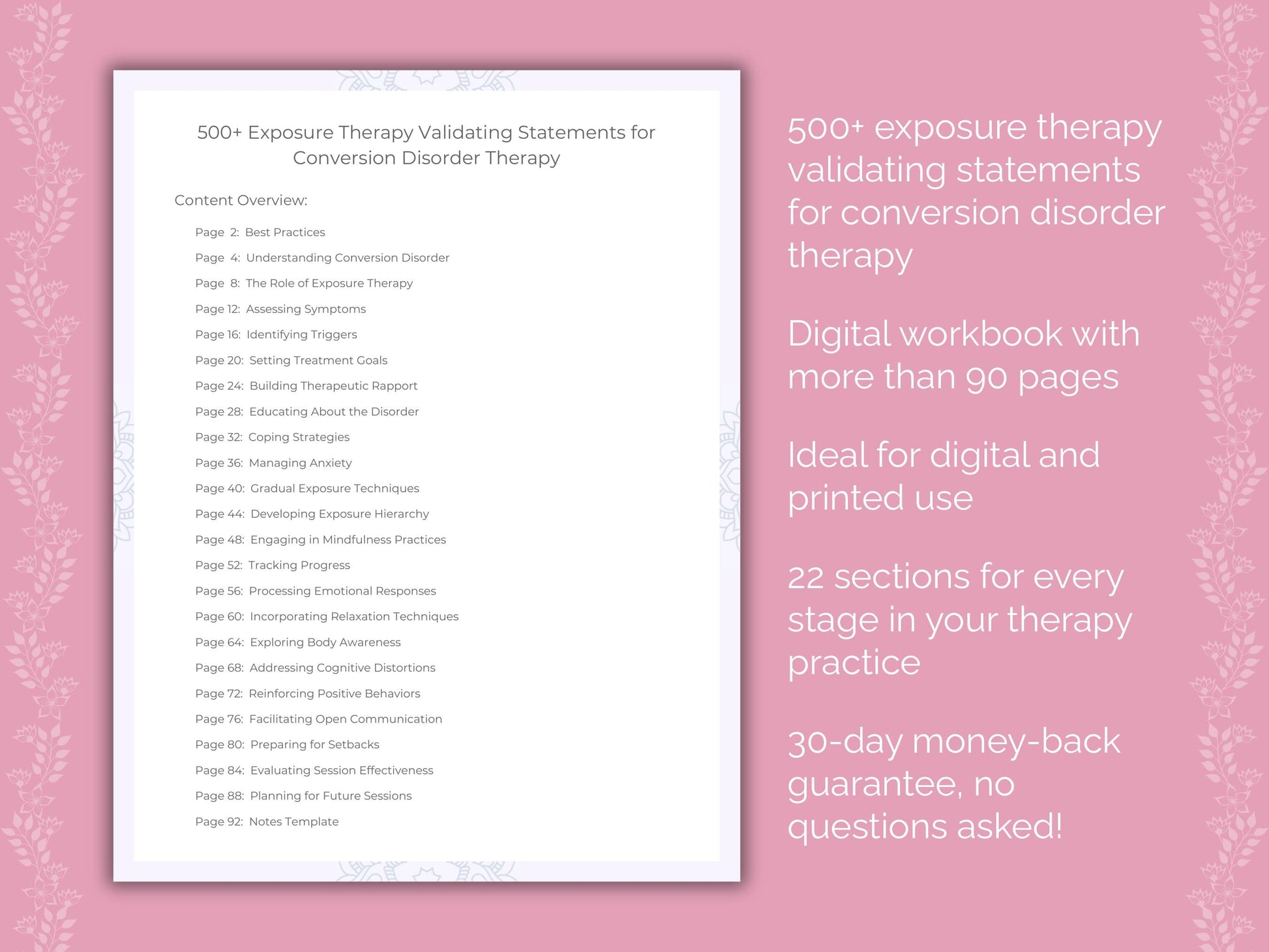 Conversion Disorder Exposure Therapy Therapist Worksheets