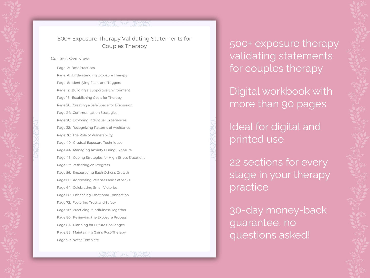 Couples Exposure Therapy Therapist Worksheets