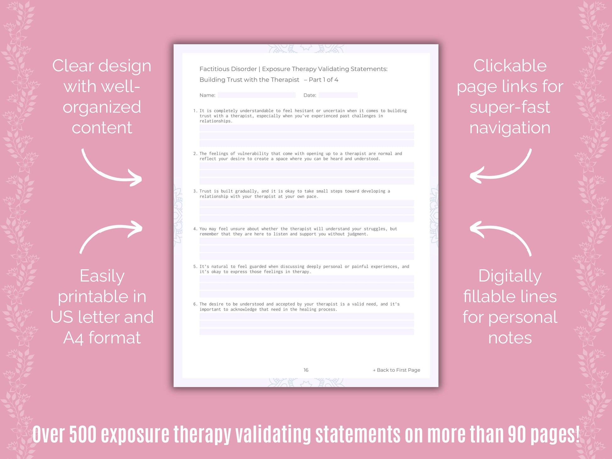 Factitious Disorder Exposure Therapy Counseling Templates