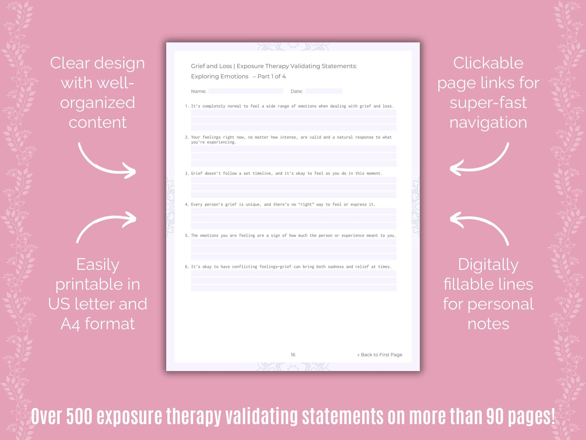 Grief and Loss Exposure Therapy Counseling Templates