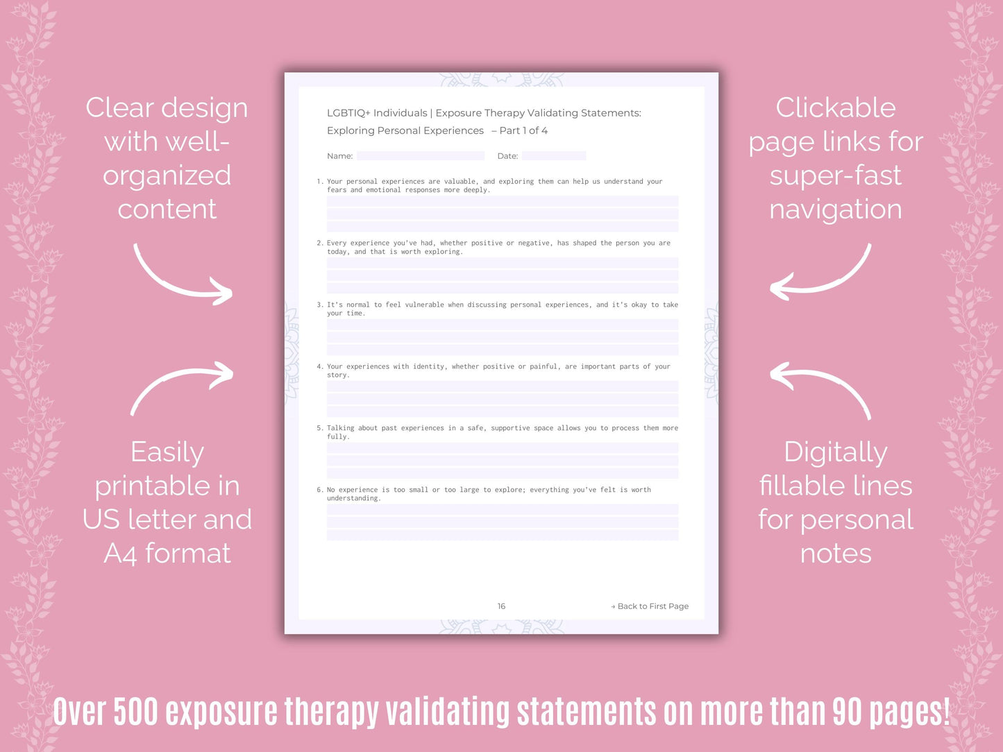 LGBTIQ+ Individuals Exposure Therapy Counseling Templates
