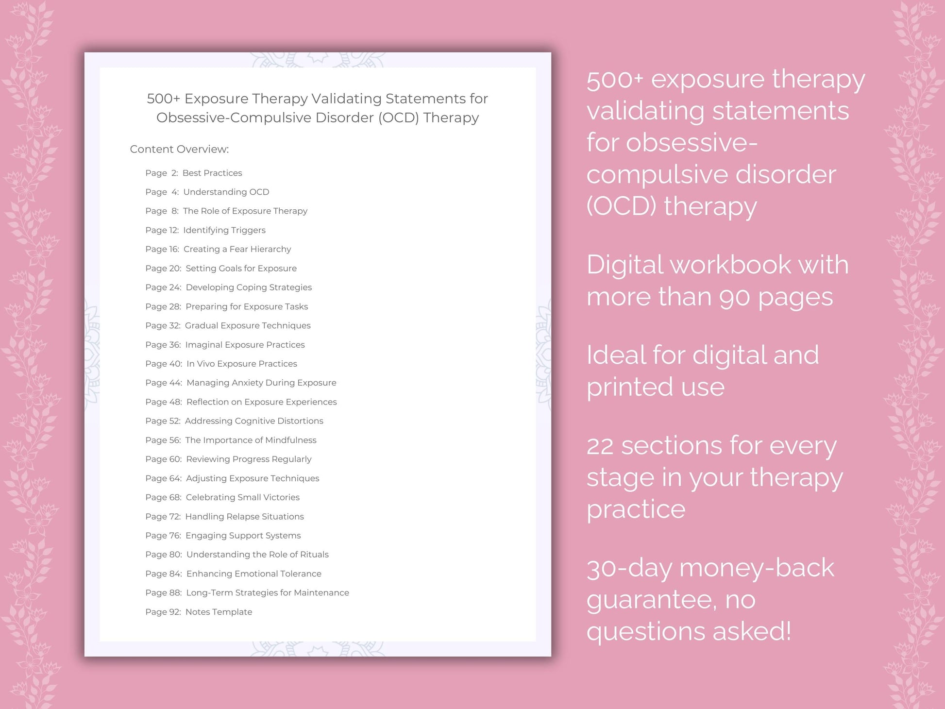 Obsessive-Compulsive Disorder (OCD) Exposure Therapy Therapist Worksheets
