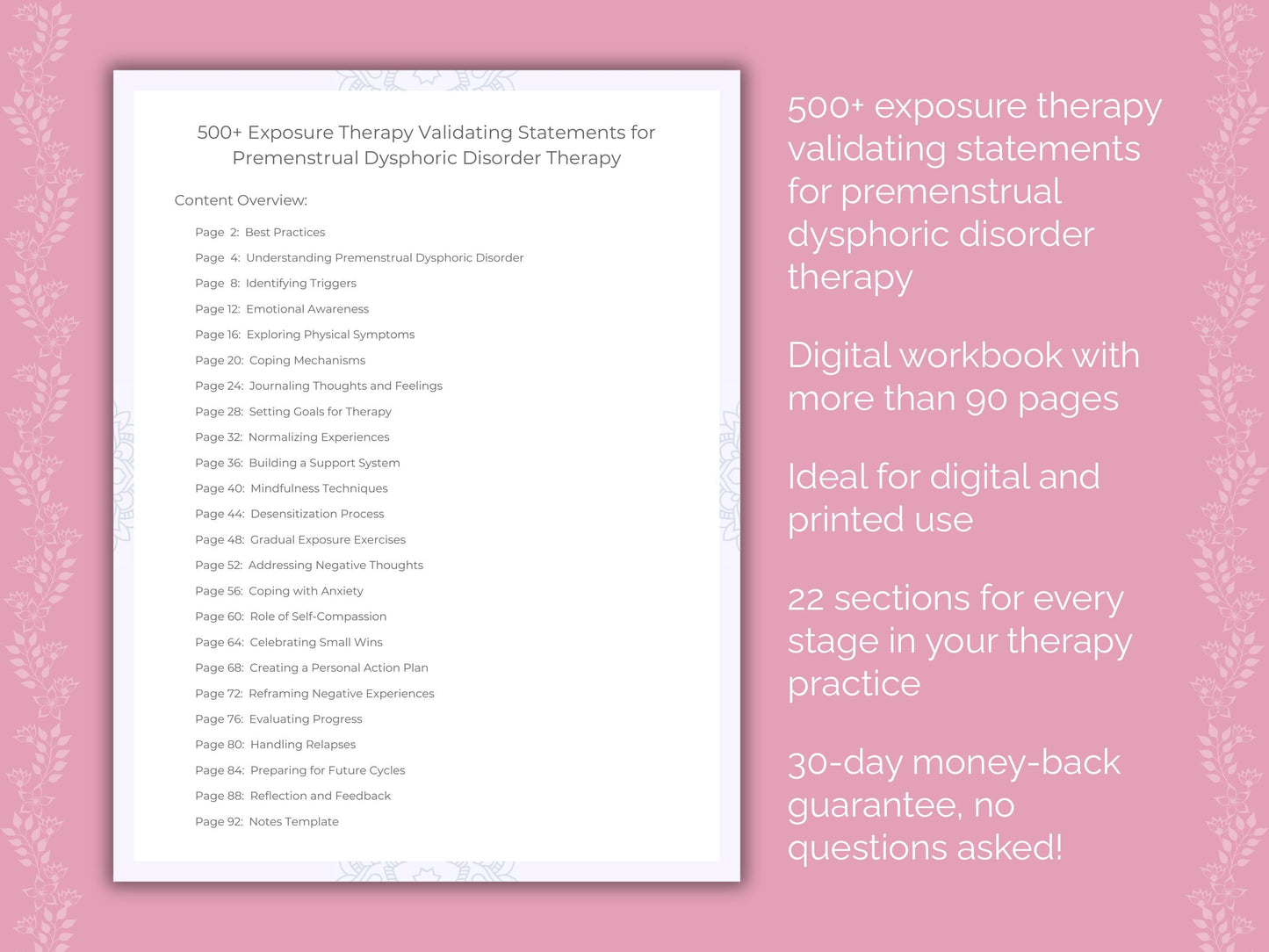 Premenstrual Dysphoric Disorder Exposure Therapy Therapist Worksheets