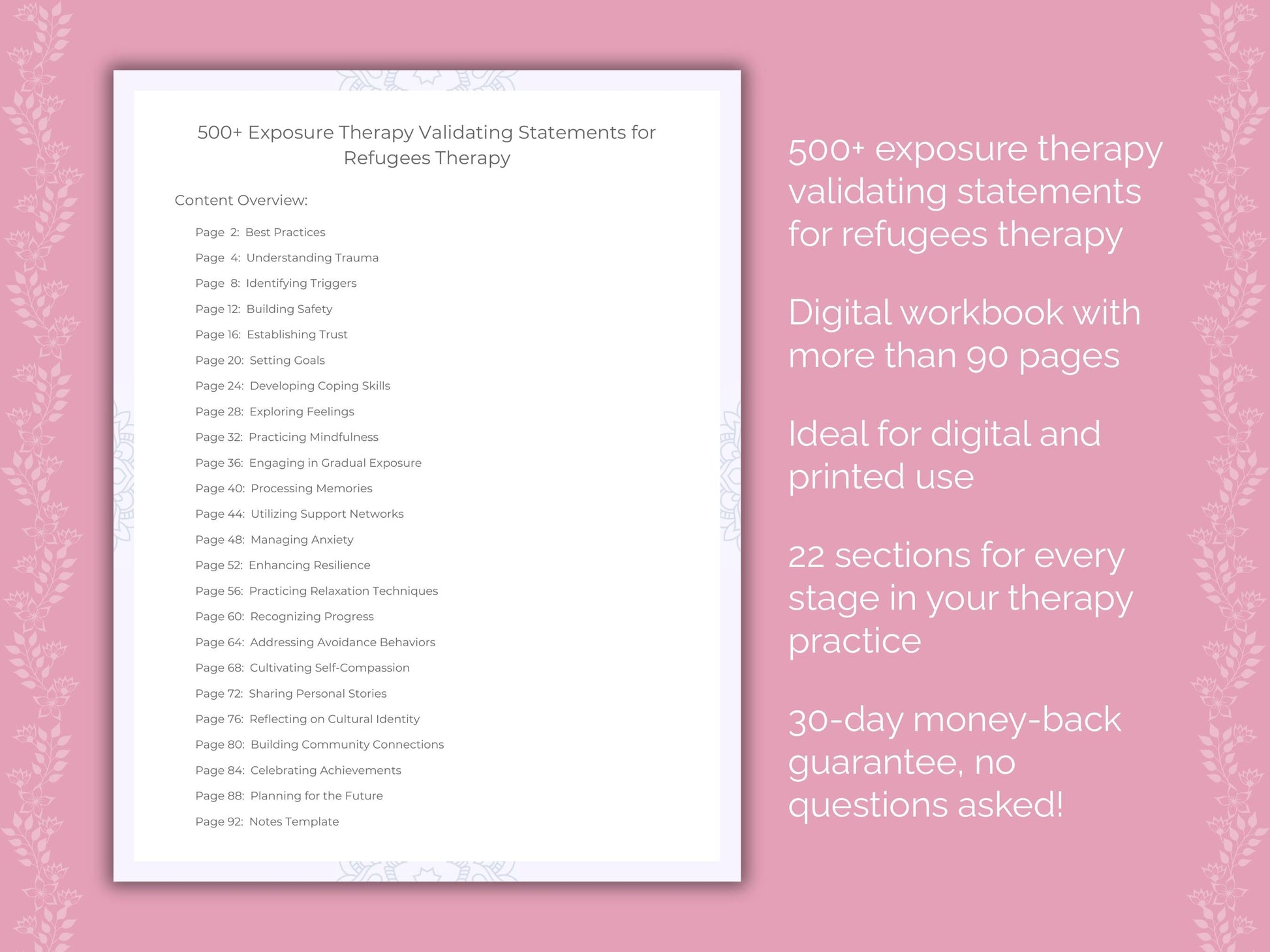 Refugees Exposure Therapy Therapist Worksheets