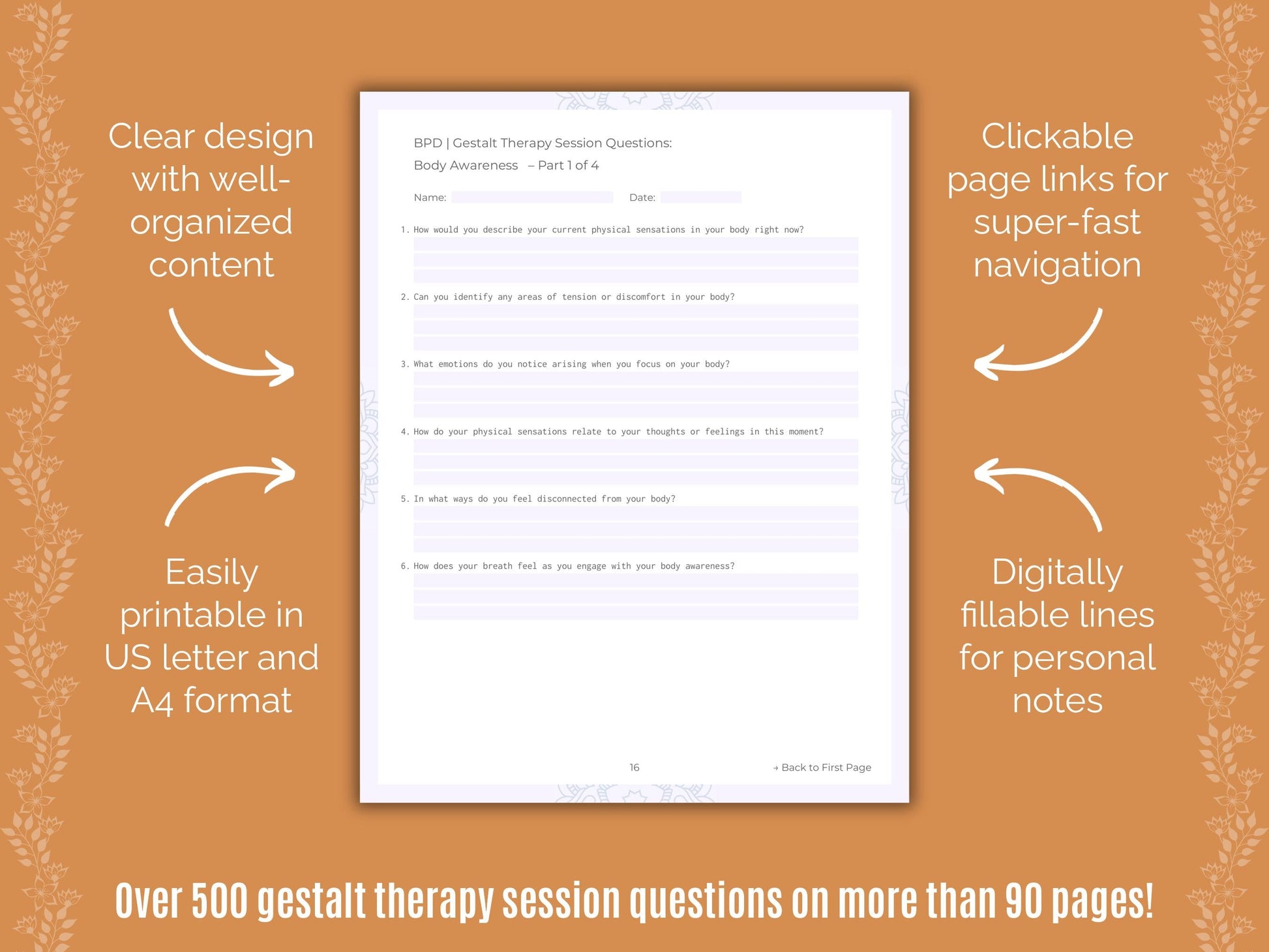 Borderline Personality Disorder (BPD) Gestalt Therapy Counseling Templates