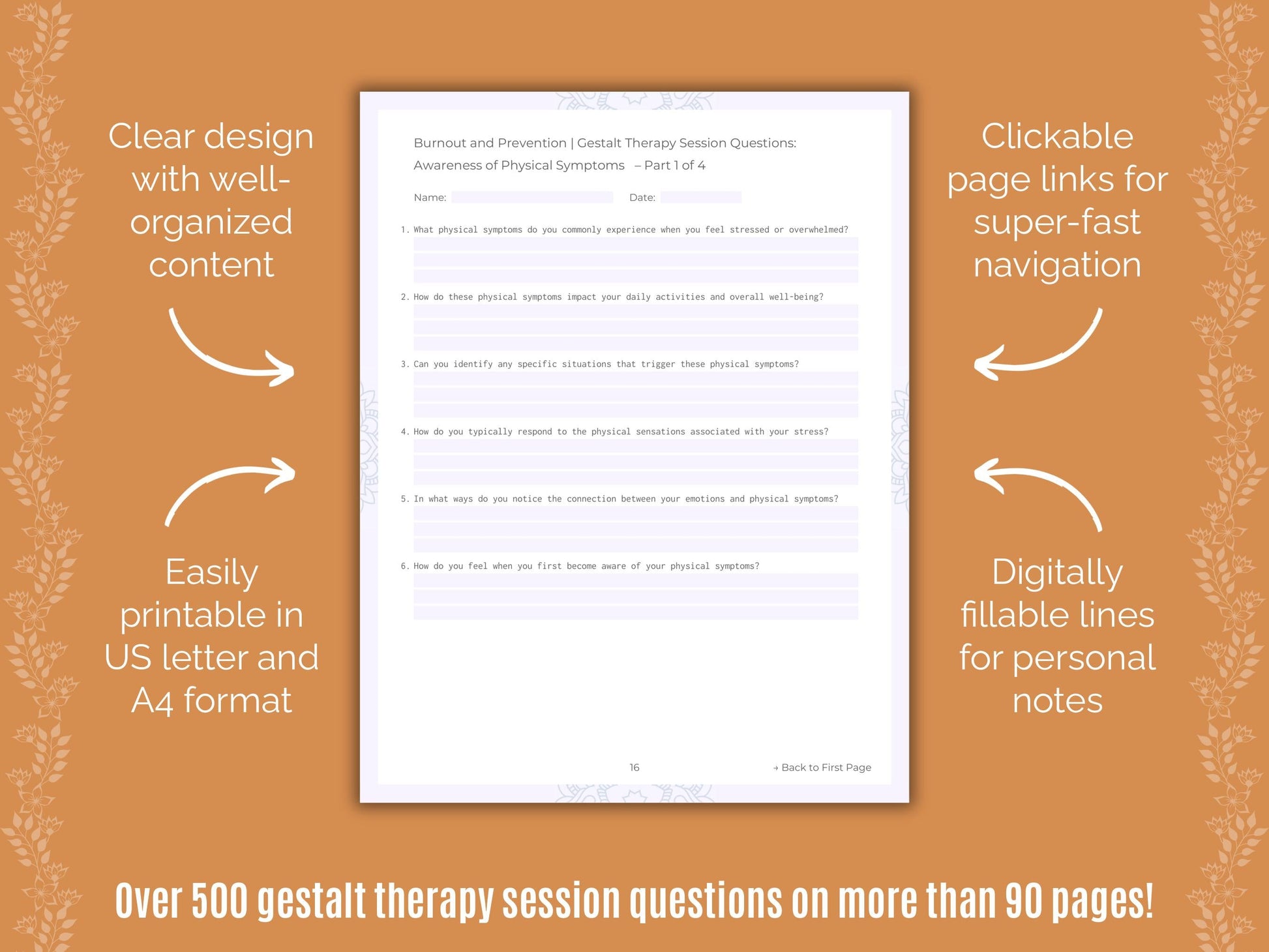 Burnout and Prevention Gestalt Therapy Counseling Templates