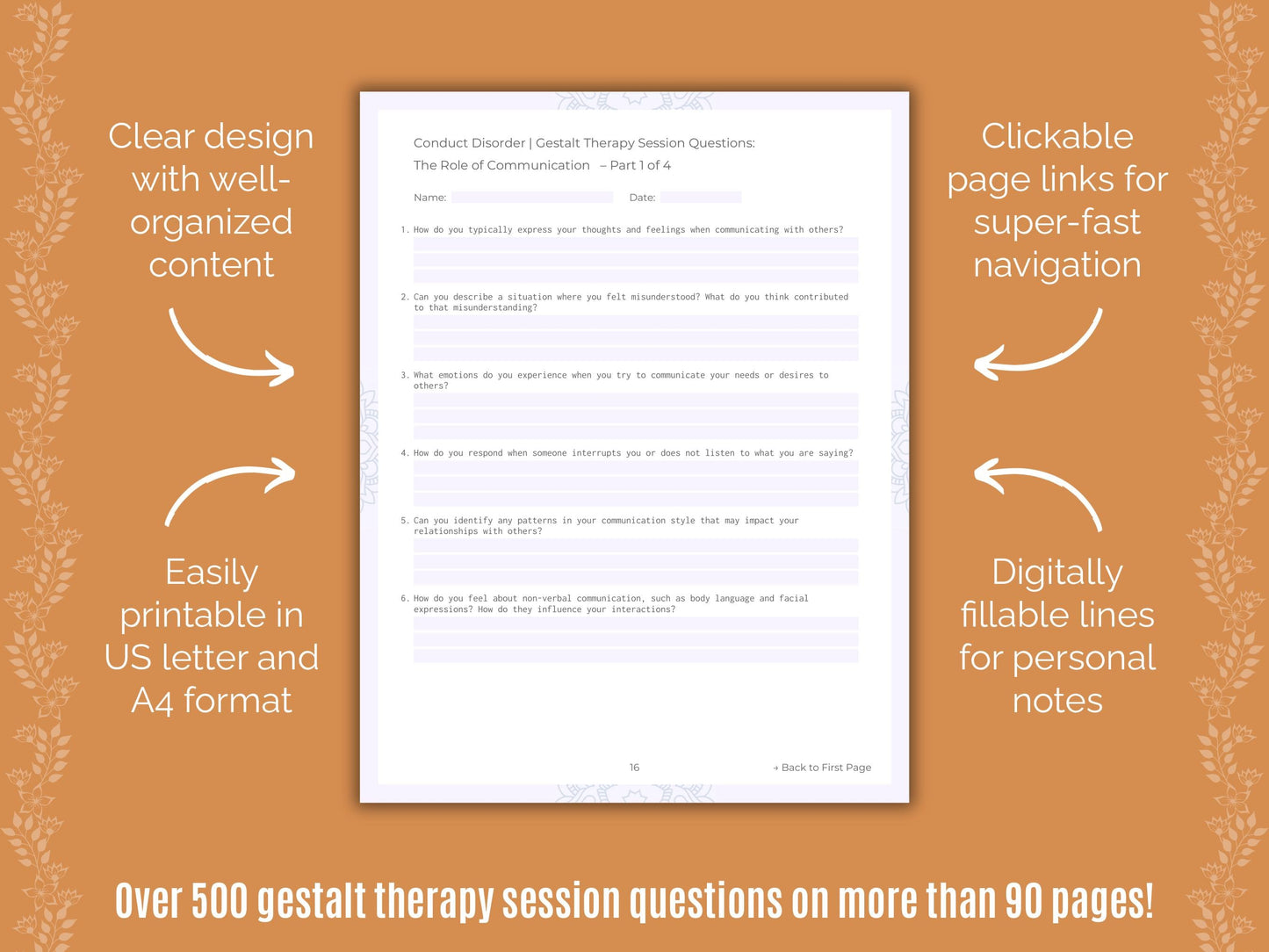 Conduct Disorder Gestalt Therapy Counseling Templates