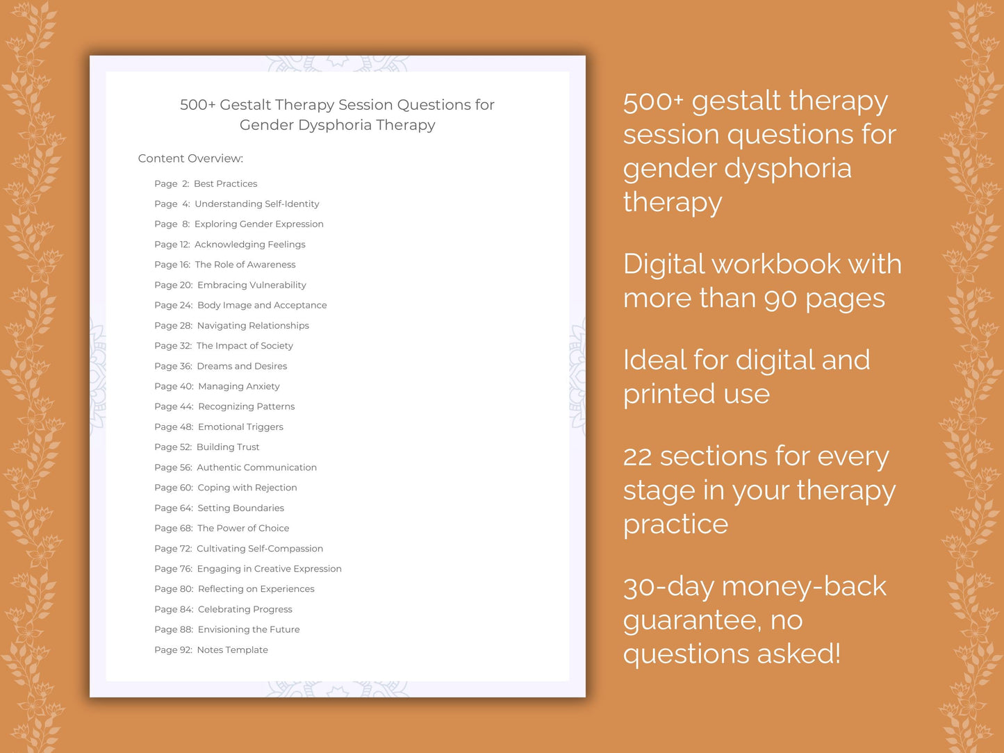 Gender Dysphoria Gestalt Therapy Therapist Worksheets