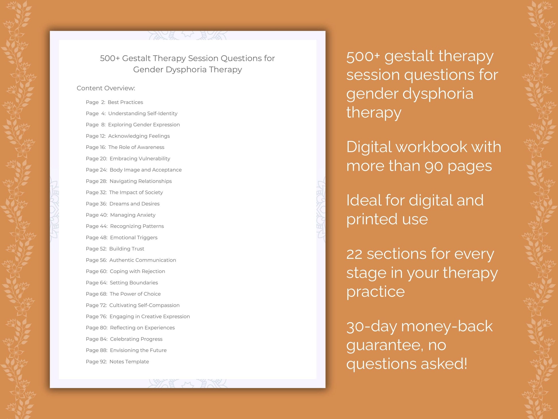 Gender Dysphoria Gestalt Therapy Therapist Worksheets