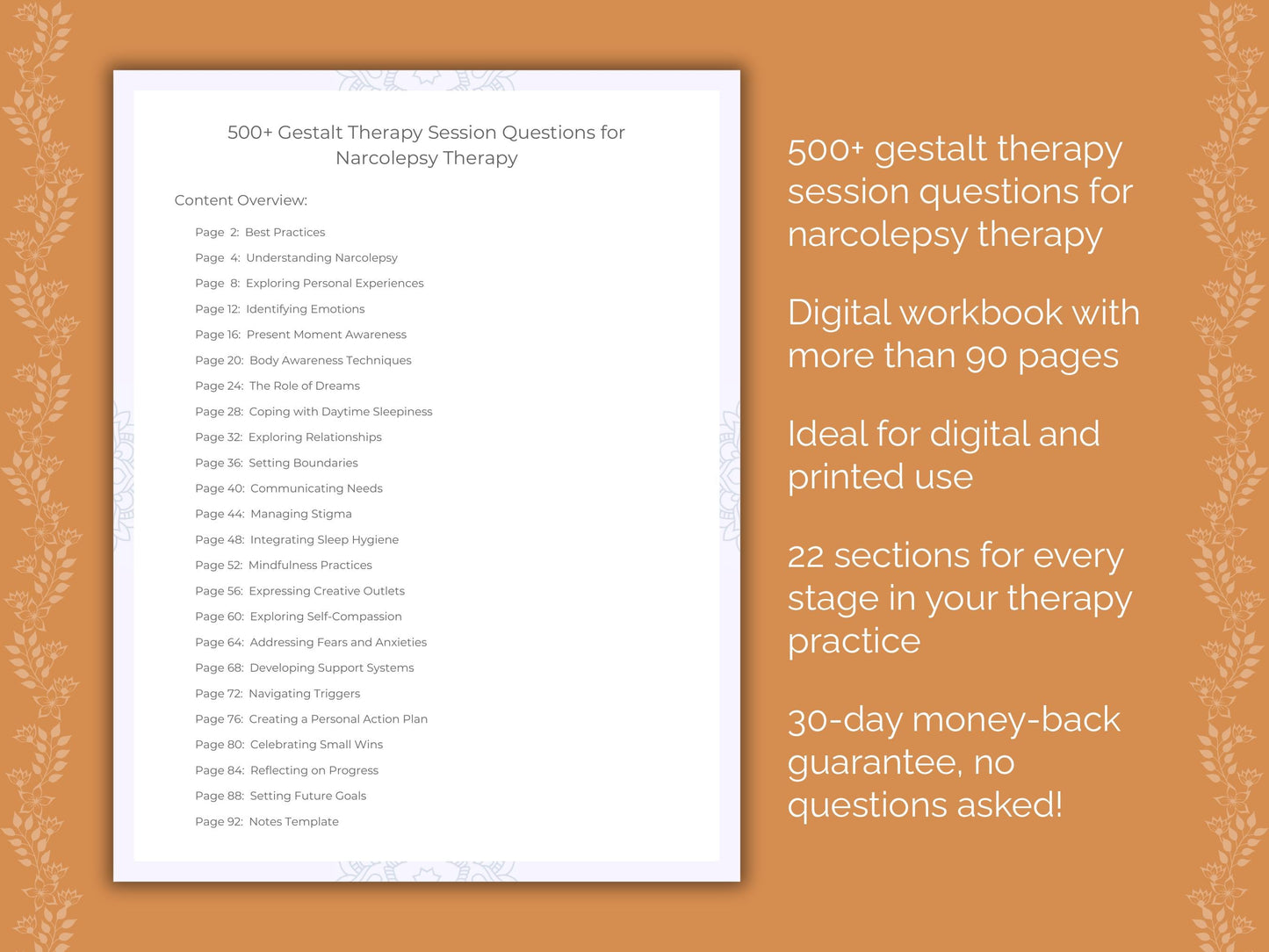 Narcolepsy Gestalt Therapy Therapist Worksheets