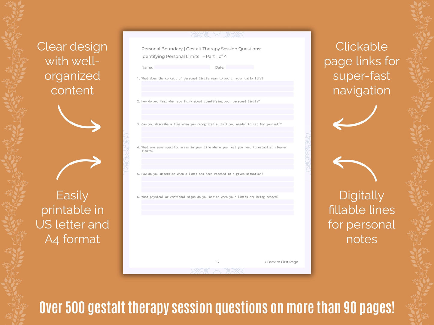 Personal Boundary Gestalt Therapy Counseling Templates