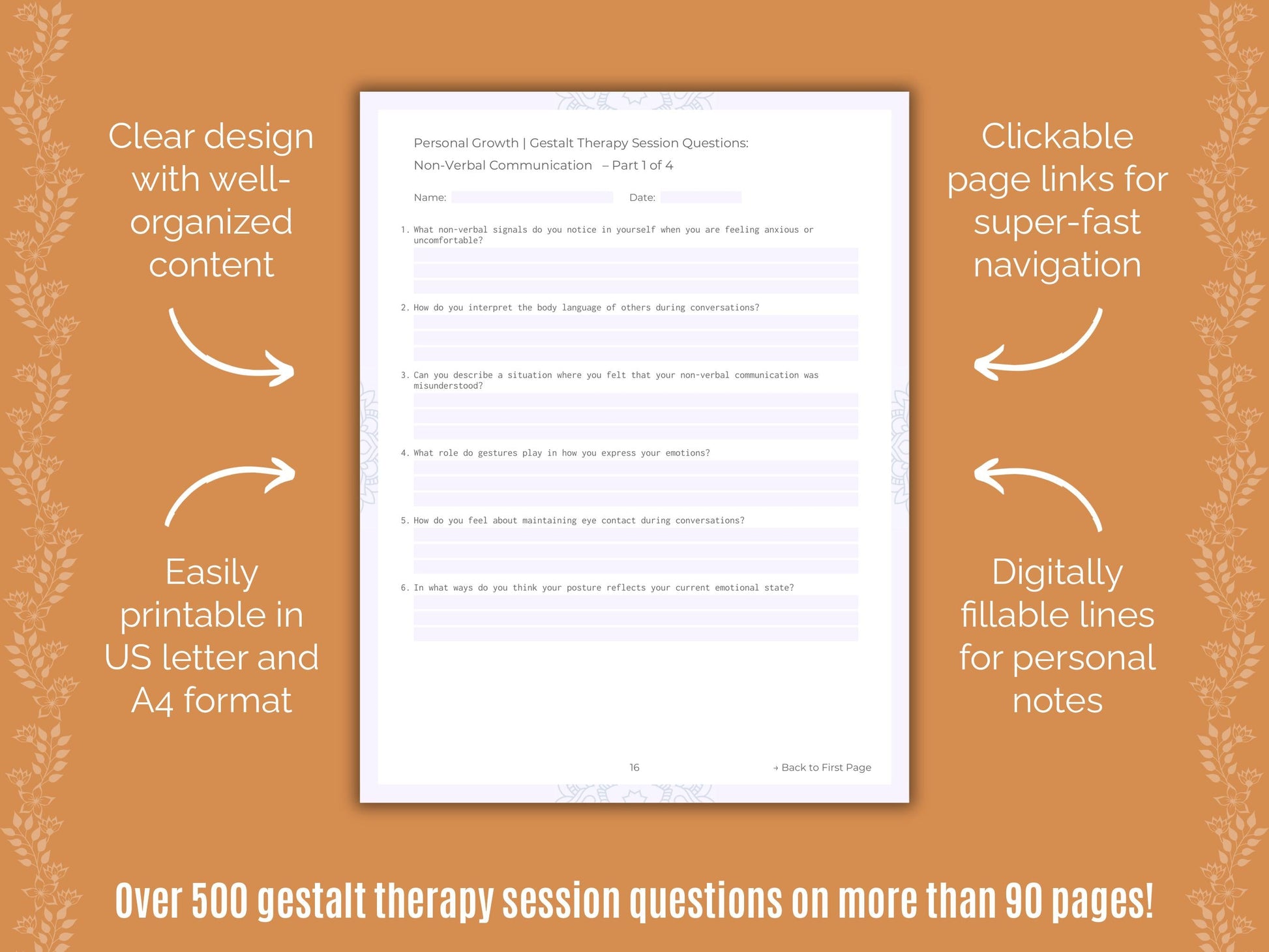 Personal Growth Gestalt Therapy Counseling Templates