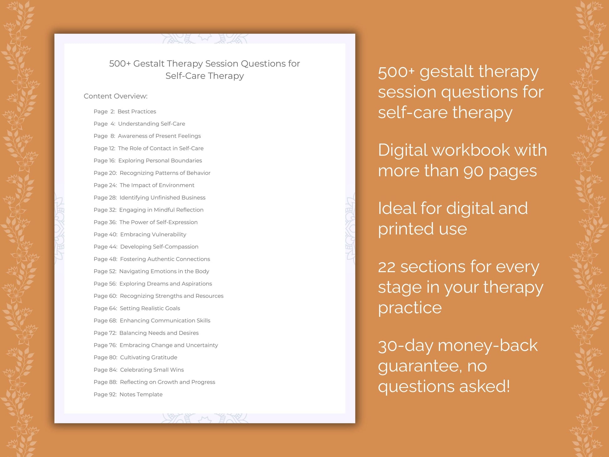 Self-Care Gestalt Therapy Therapist Worksheets