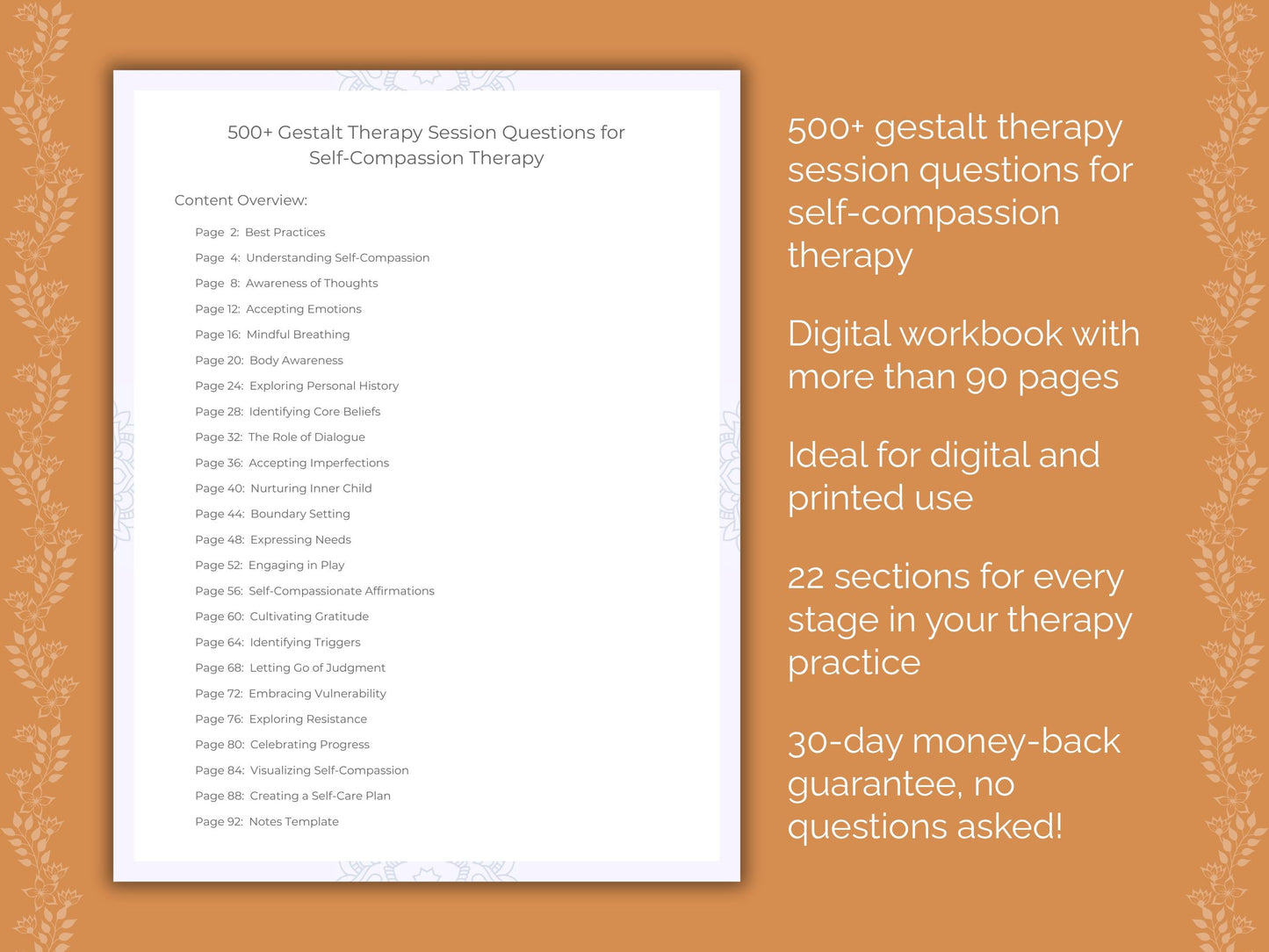 Self-Compassion Gestalt Therapy Therapist Worksheets