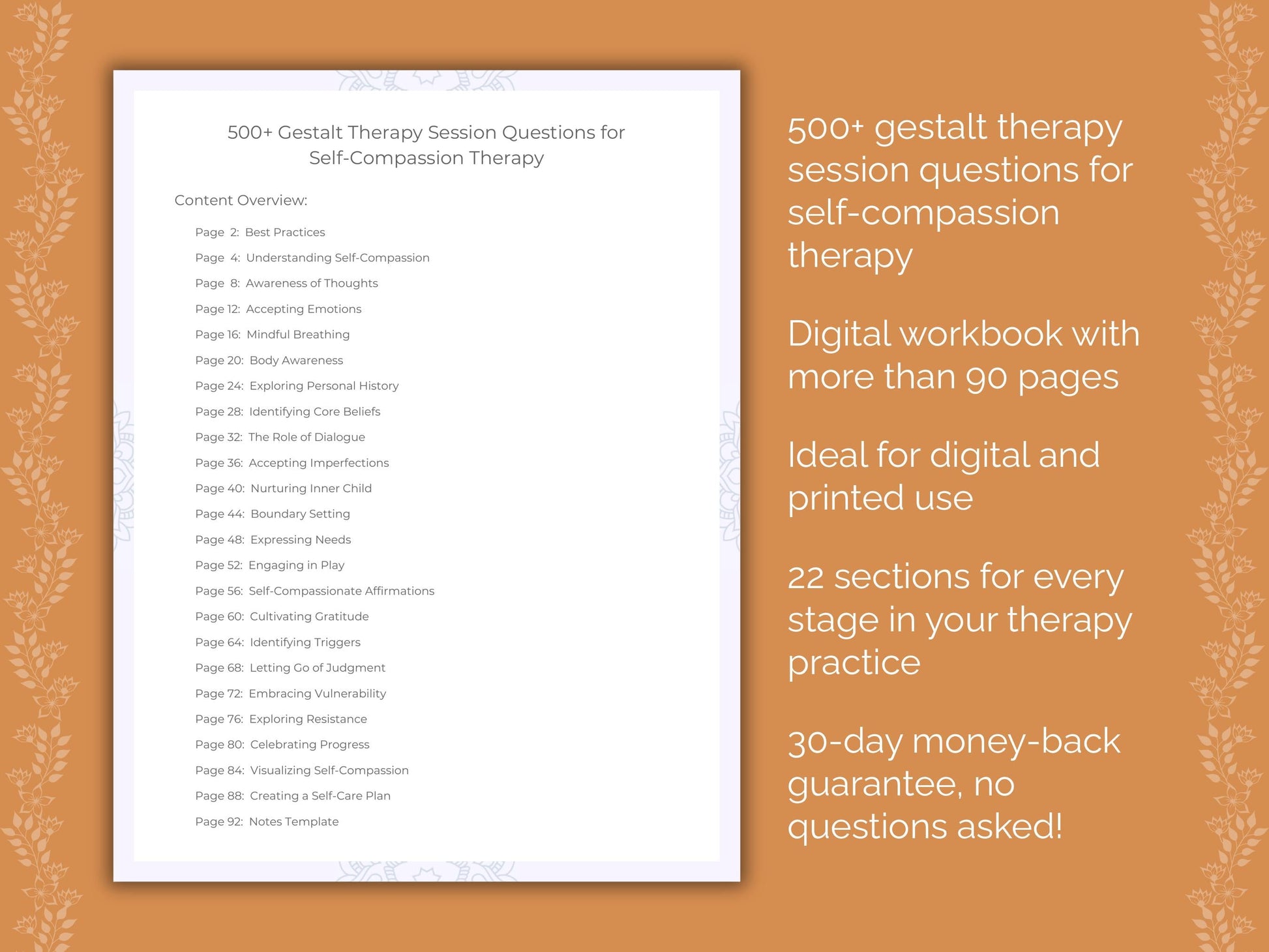 Self-Compassion Gestalt Therapy Therapist Worksheets