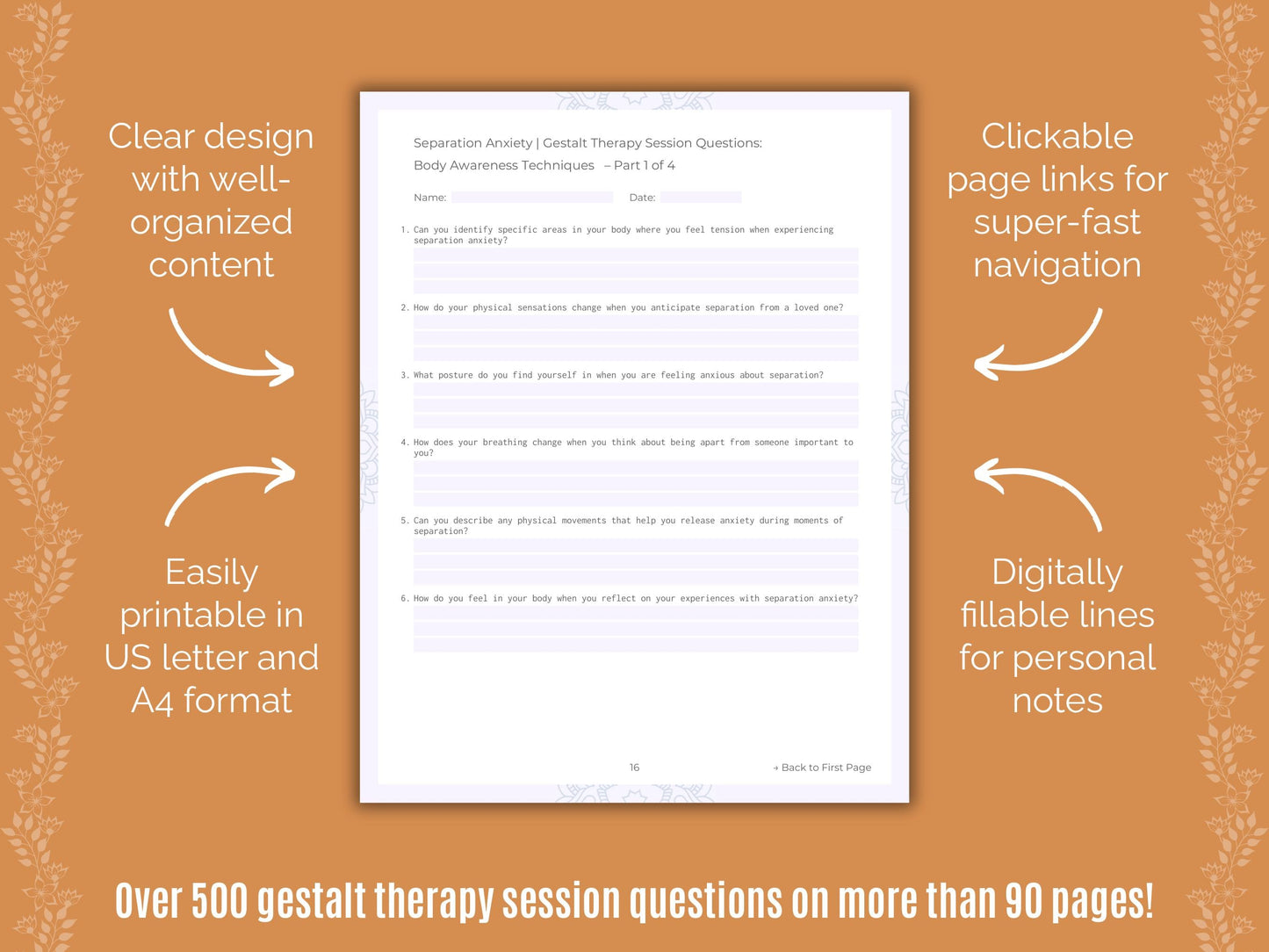 Separation Anxiety Gestalt Therapy Counseling Templates