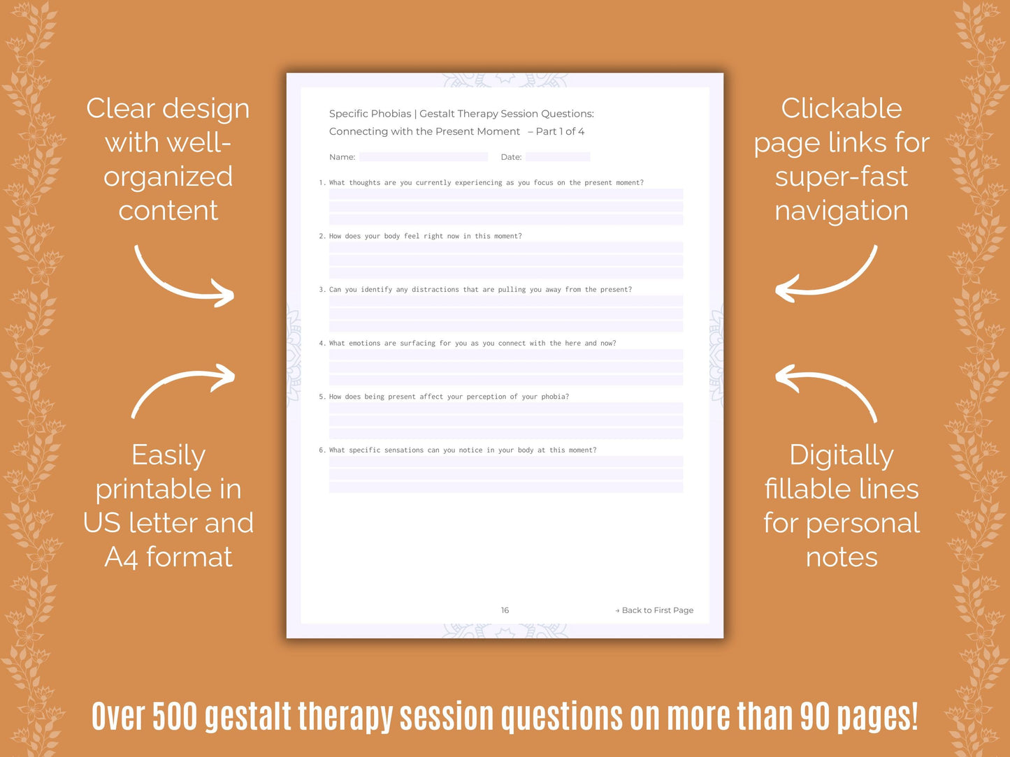 Specific Phobias Gestalt Therapy Counseling Templates