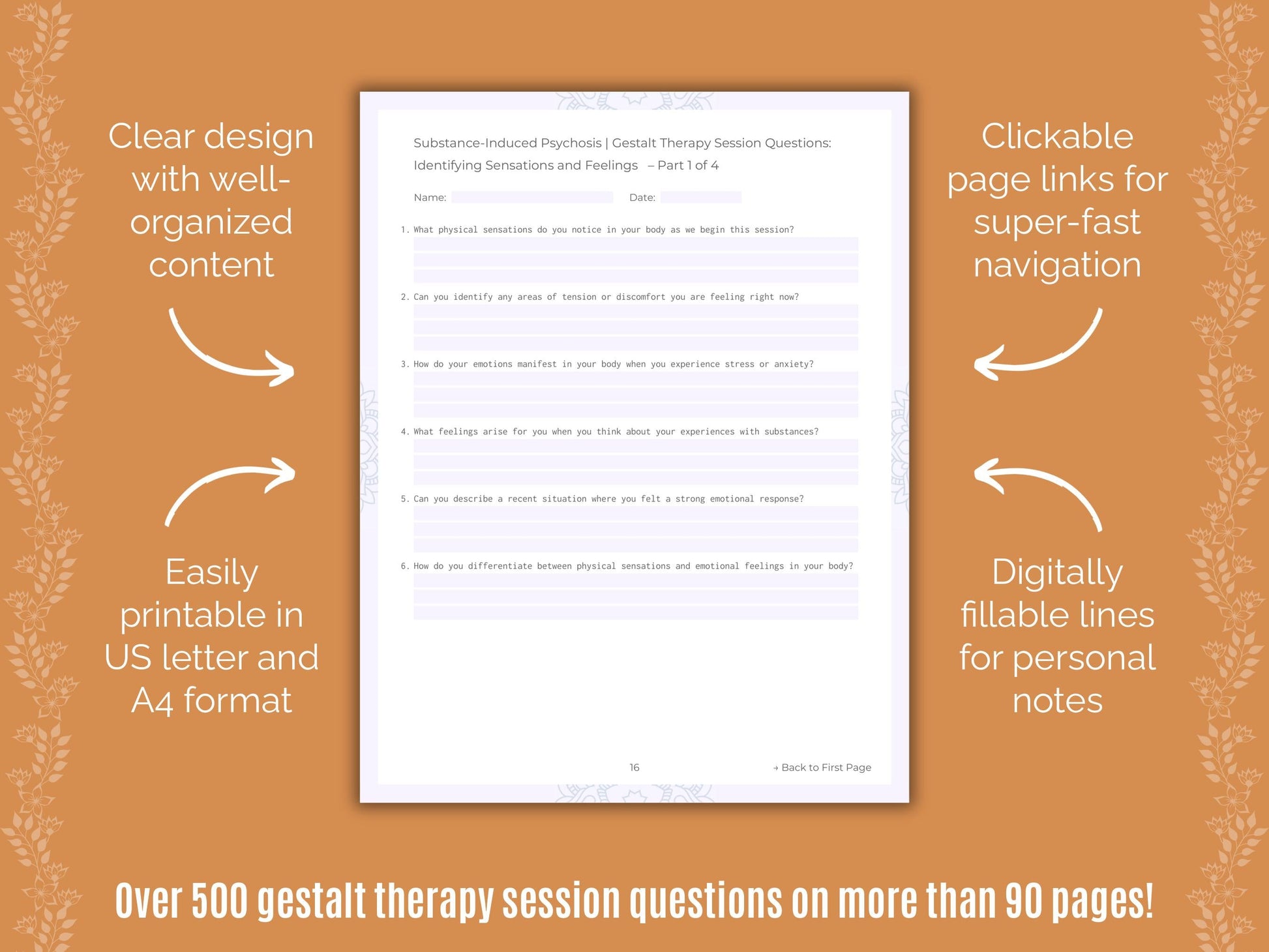 Substance-Induced Psychosis Gestalt Therapy Counseling Templates