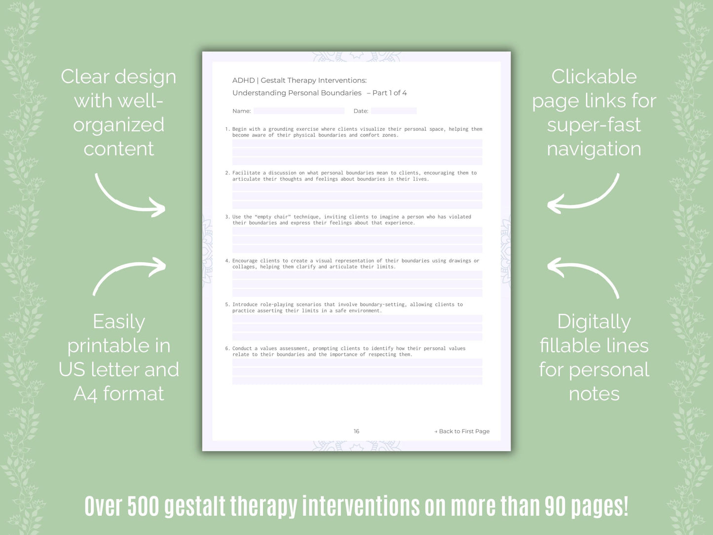 ADHD Gestalt Therapy Counseling Templates