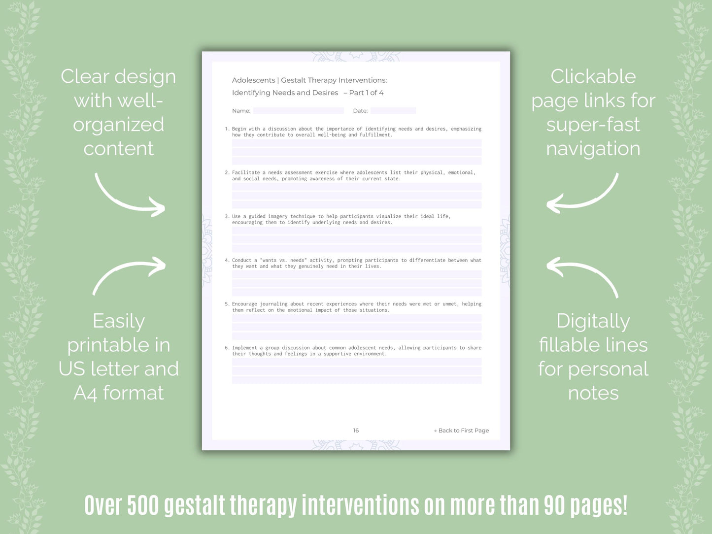 Adolescents Gestalt Therapy Counseling Templates