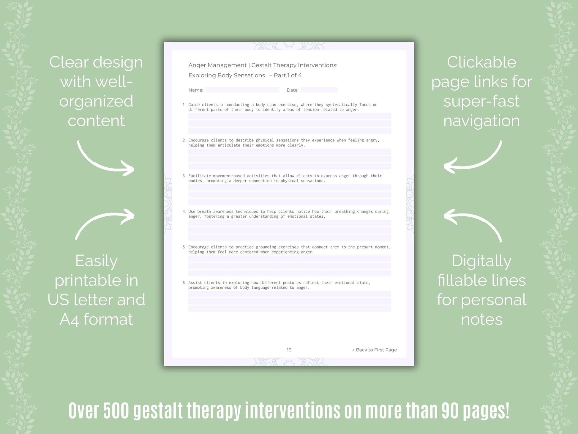 Anger Management Gestalt Therapy Counseling Templates