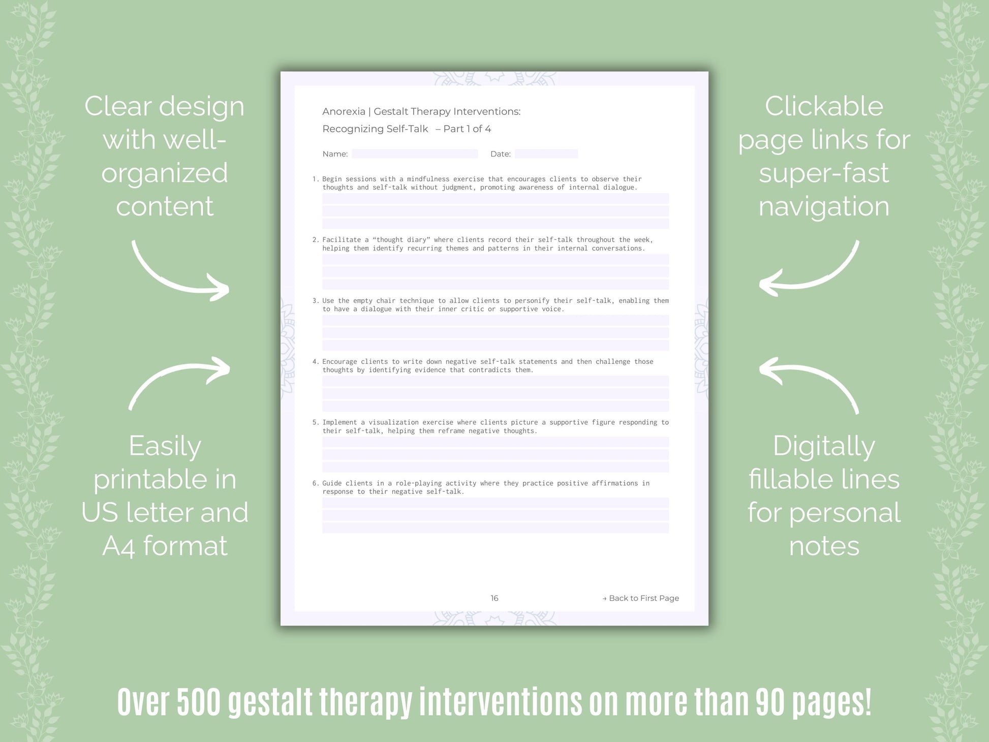 Anorexia Gestalt Therapy Counseling Templates