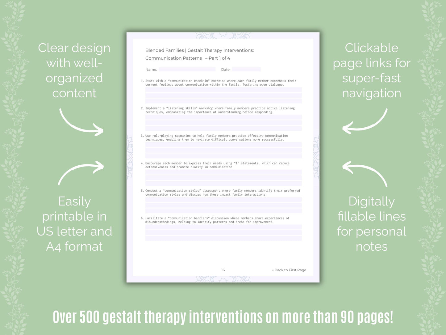 Blended Families Gestalt Therapy Counseling Templates