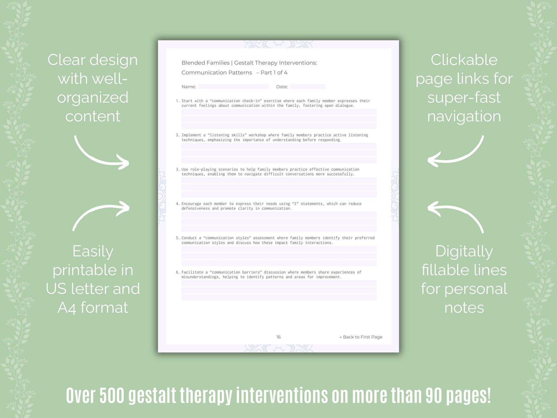 Blended Families Gestalt Therapy Counseling Templates