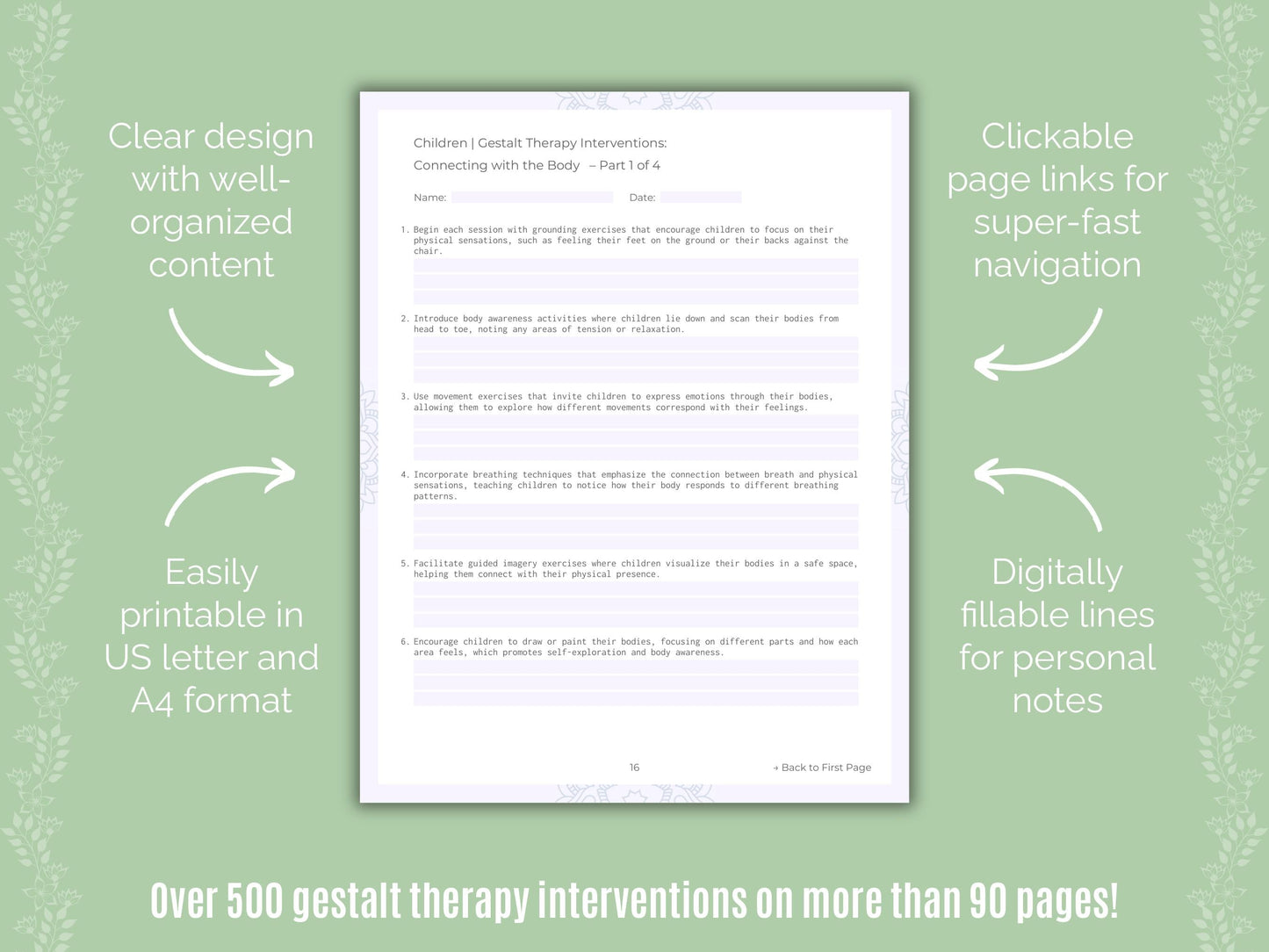 Children Gestalt Therapy Counseling Templates