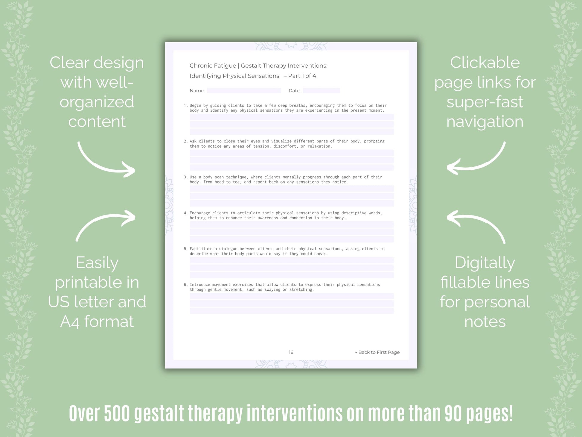 Chronic Fatigue Gestalt Therapy Counseling Templates