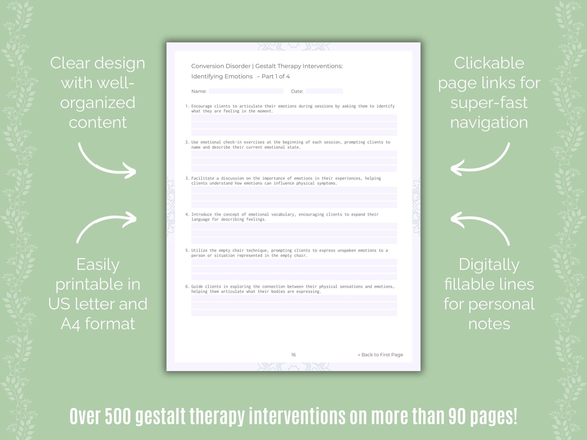 Conversion Disorder Gestalt Therapy Counseling Templates