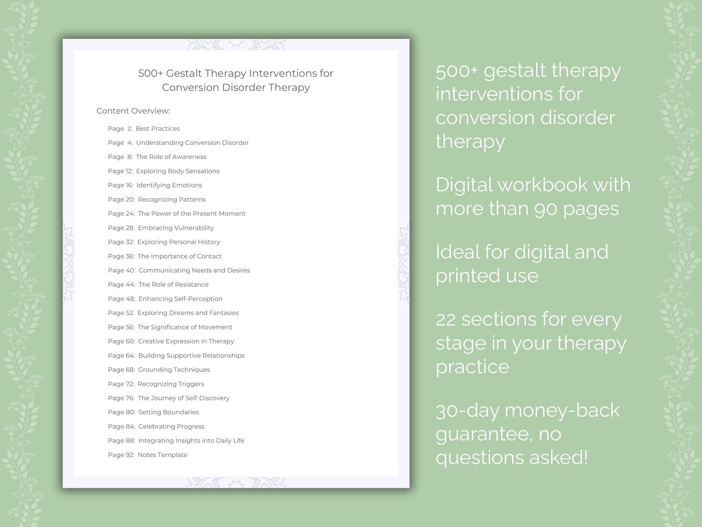 Conversion Disorder Gestalt Therapy Therapist Worksheets