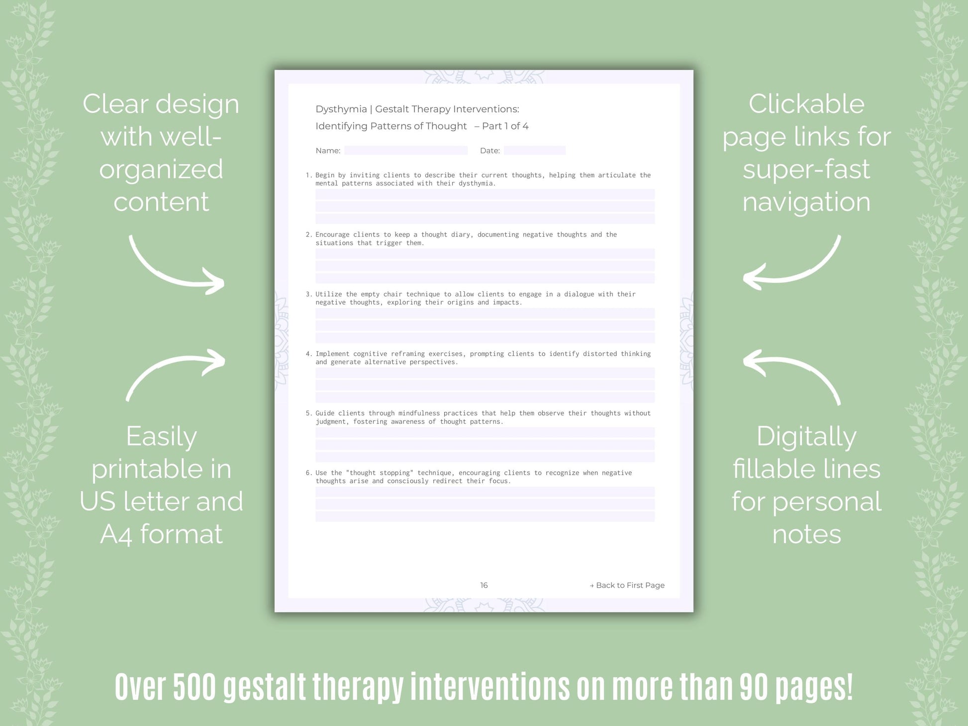 Dysthymia Gestalt Therapy Counseling Templates