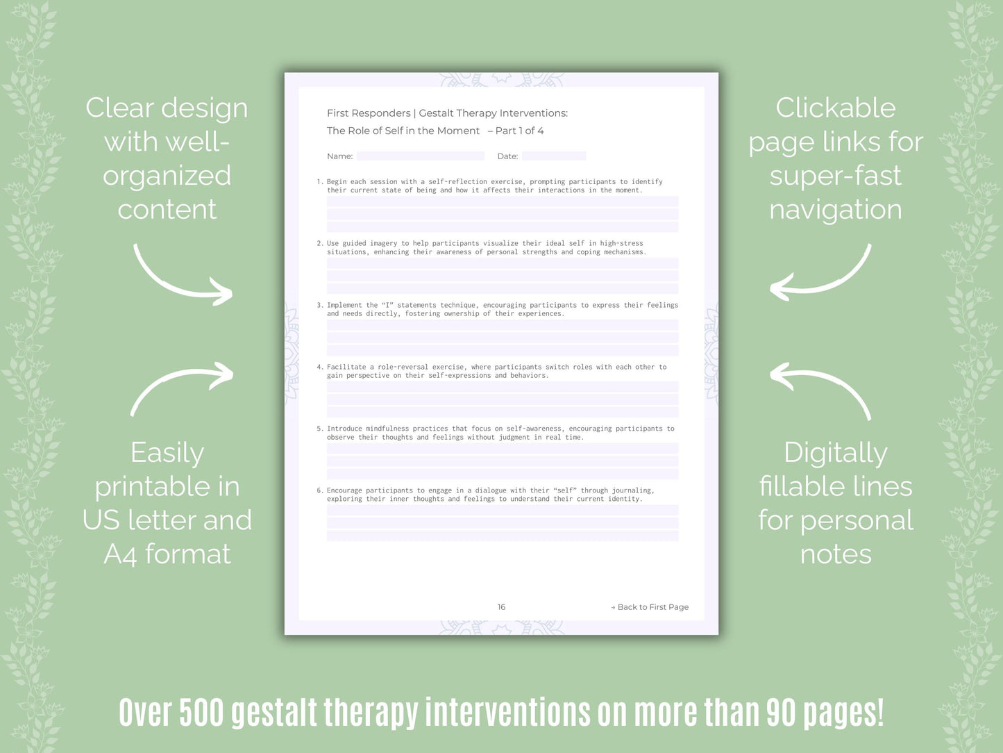 First Responders Gestalt Therapy Counseling Templates