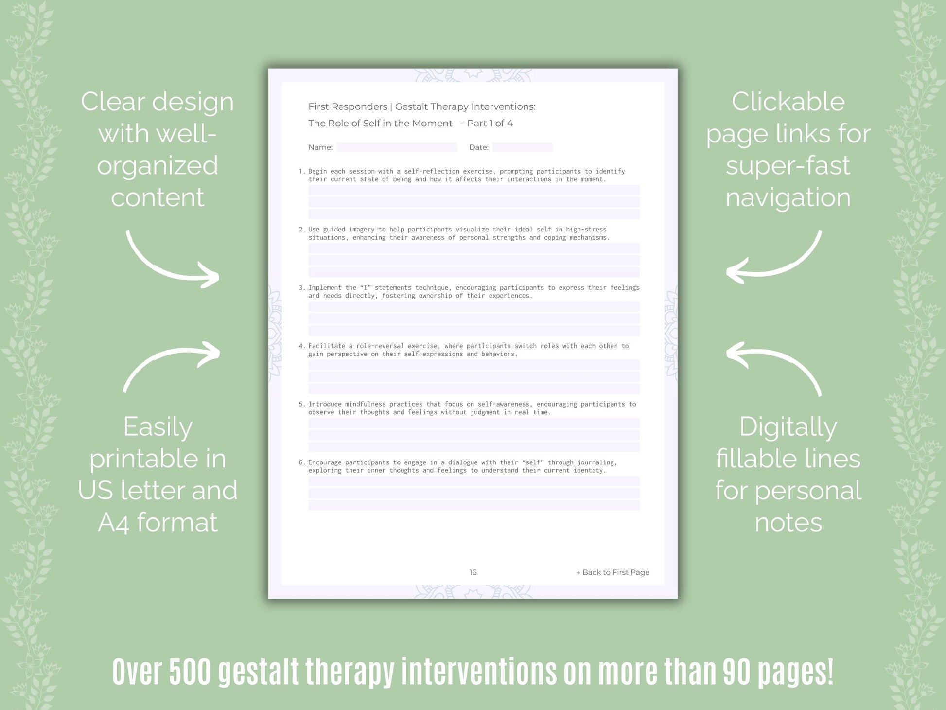 First Responders Gestalt Therapy Counseling Templates