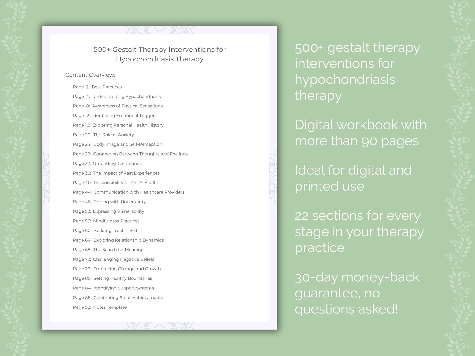 Hypochondriasis Gestalt Therapy Therapist Worksheets