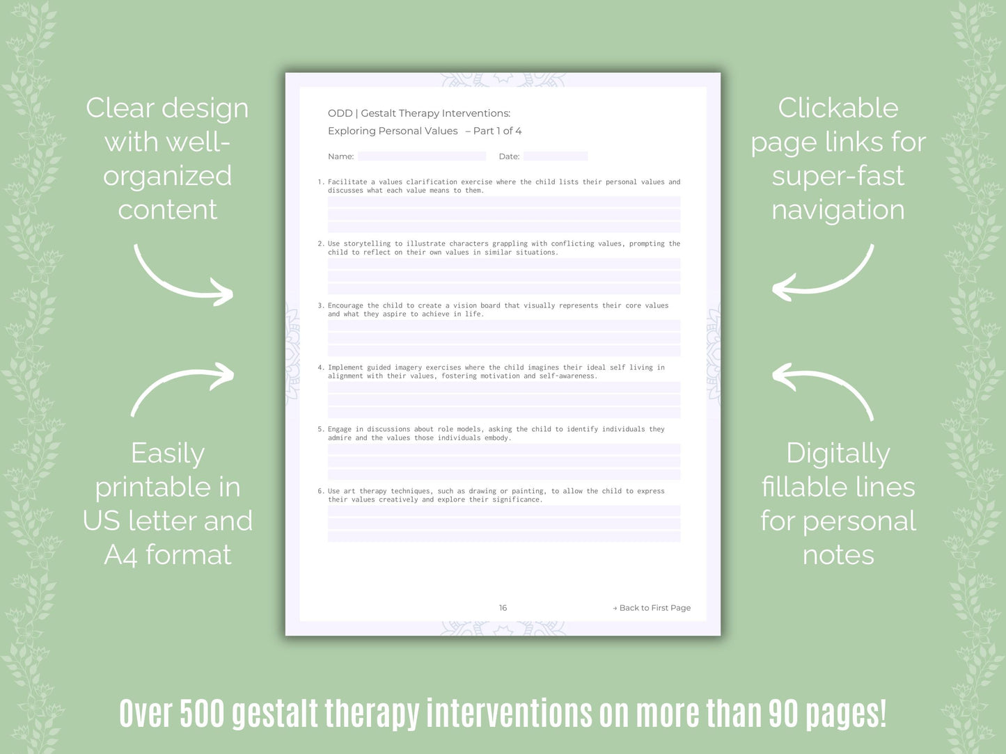 Oppositional Defiant Disorder (ODD) Gestalt Therapy Counseling Templates