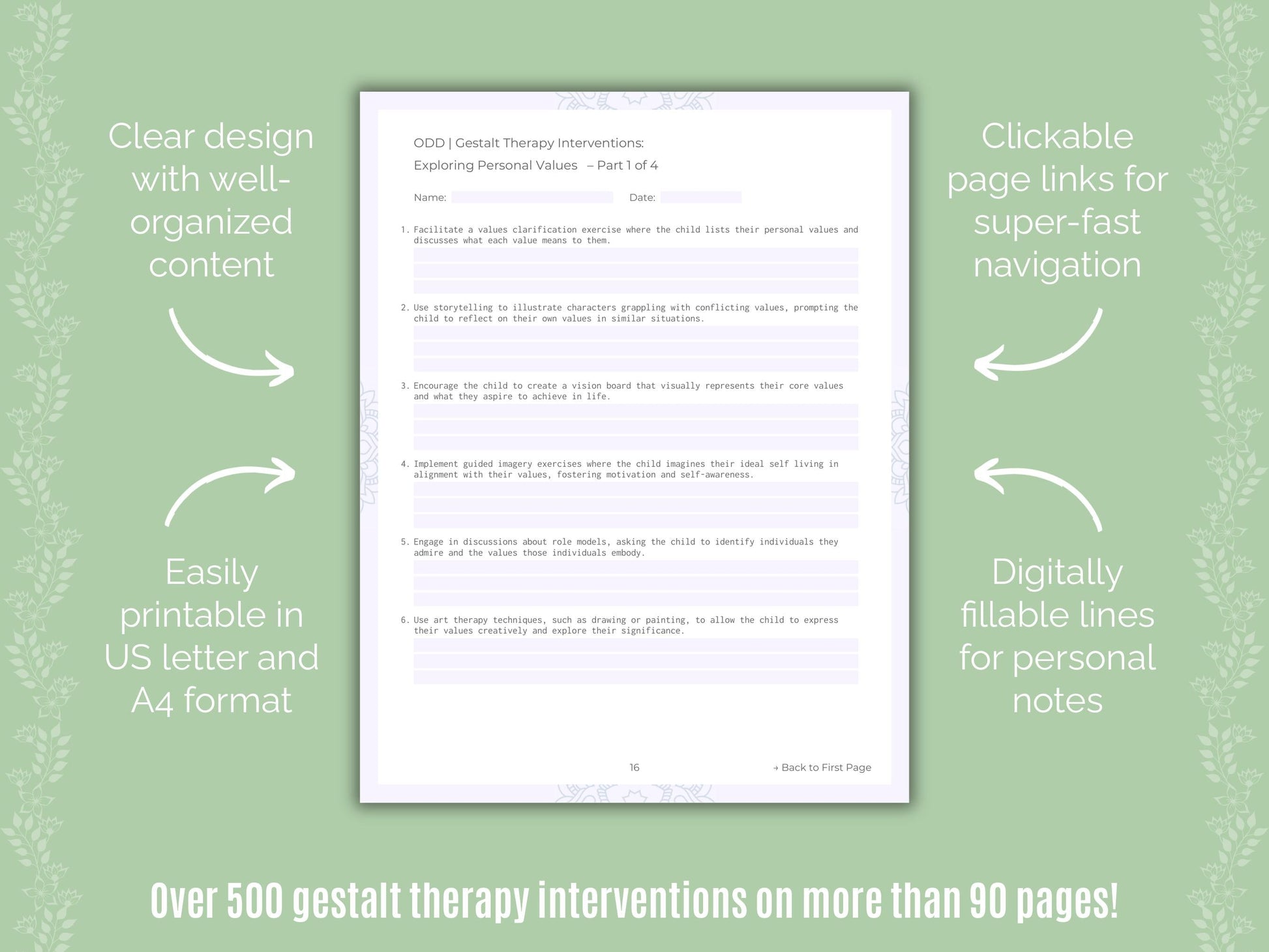 Oppositional Defiant Disorder (ODD) Gestalt Therapy Counseling Templates