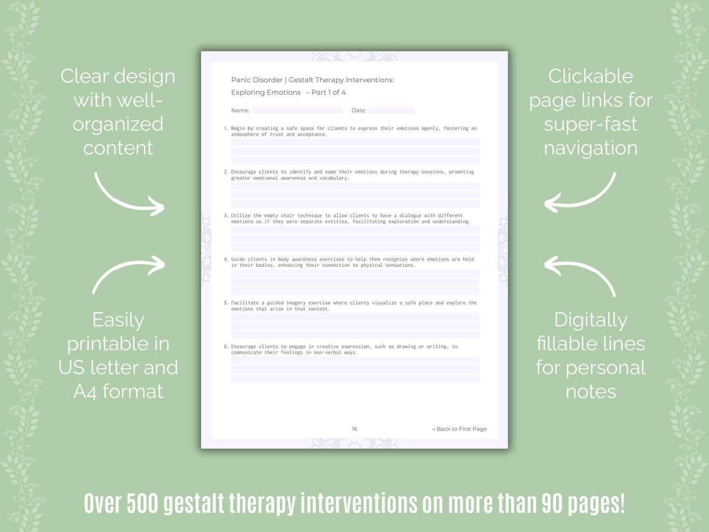 Panic Disorder Gestalt Therapy Counseling Templates