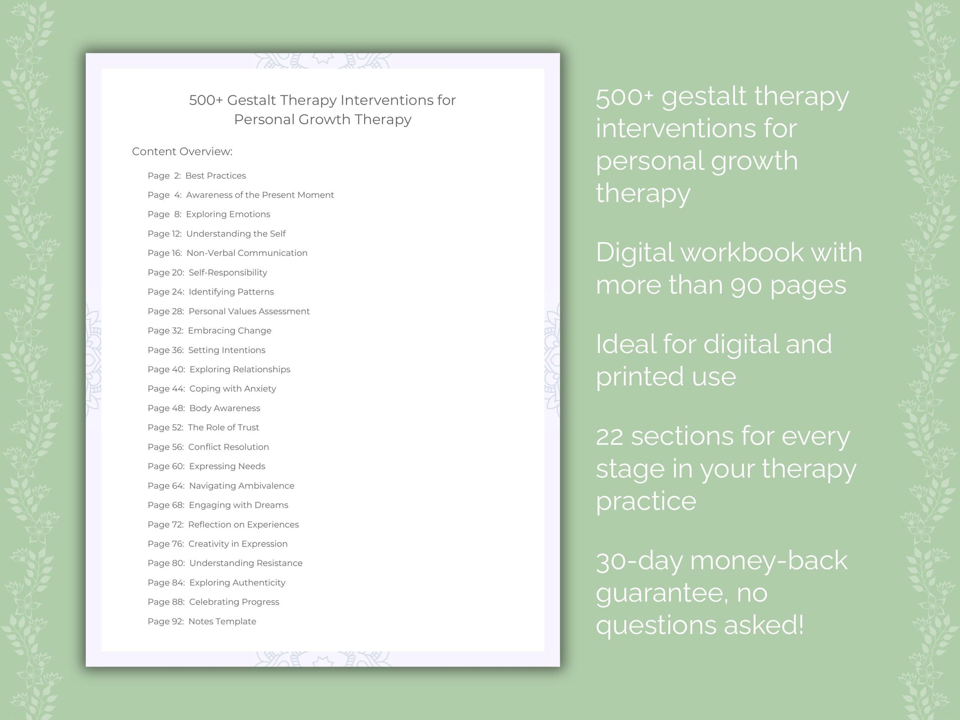 Personal Growth Gestalt Therapy Therapist Worksheets