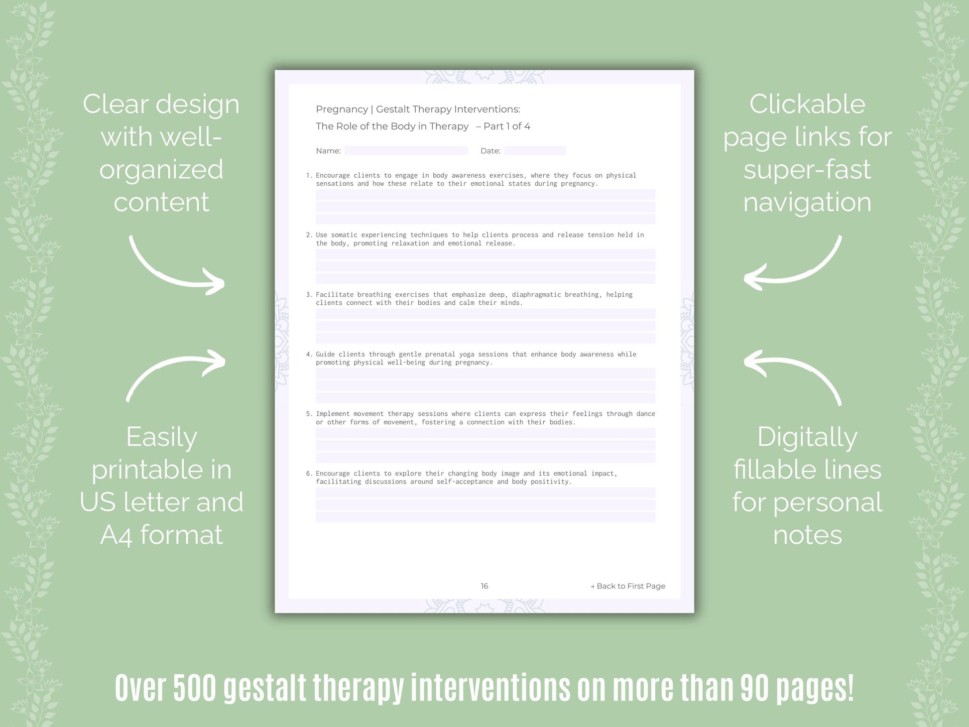 Pregnancy Gestalt Therapy Counseling Templates