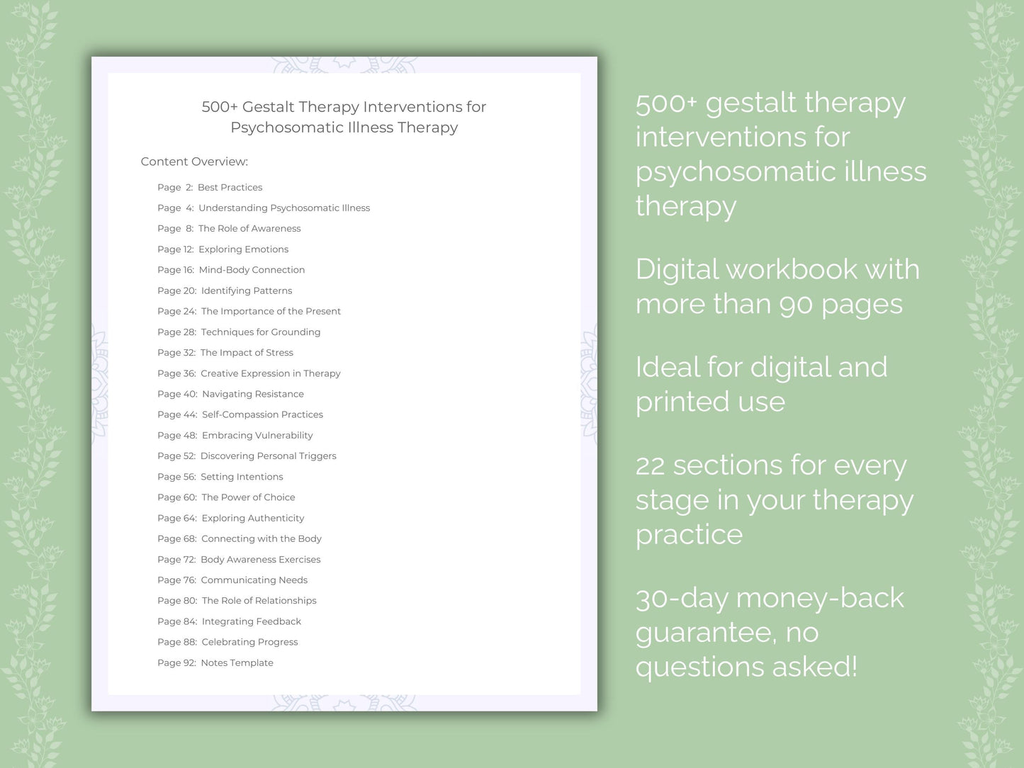 Psychosomatic Illness Gestalt Therapy Therapist Worksheets